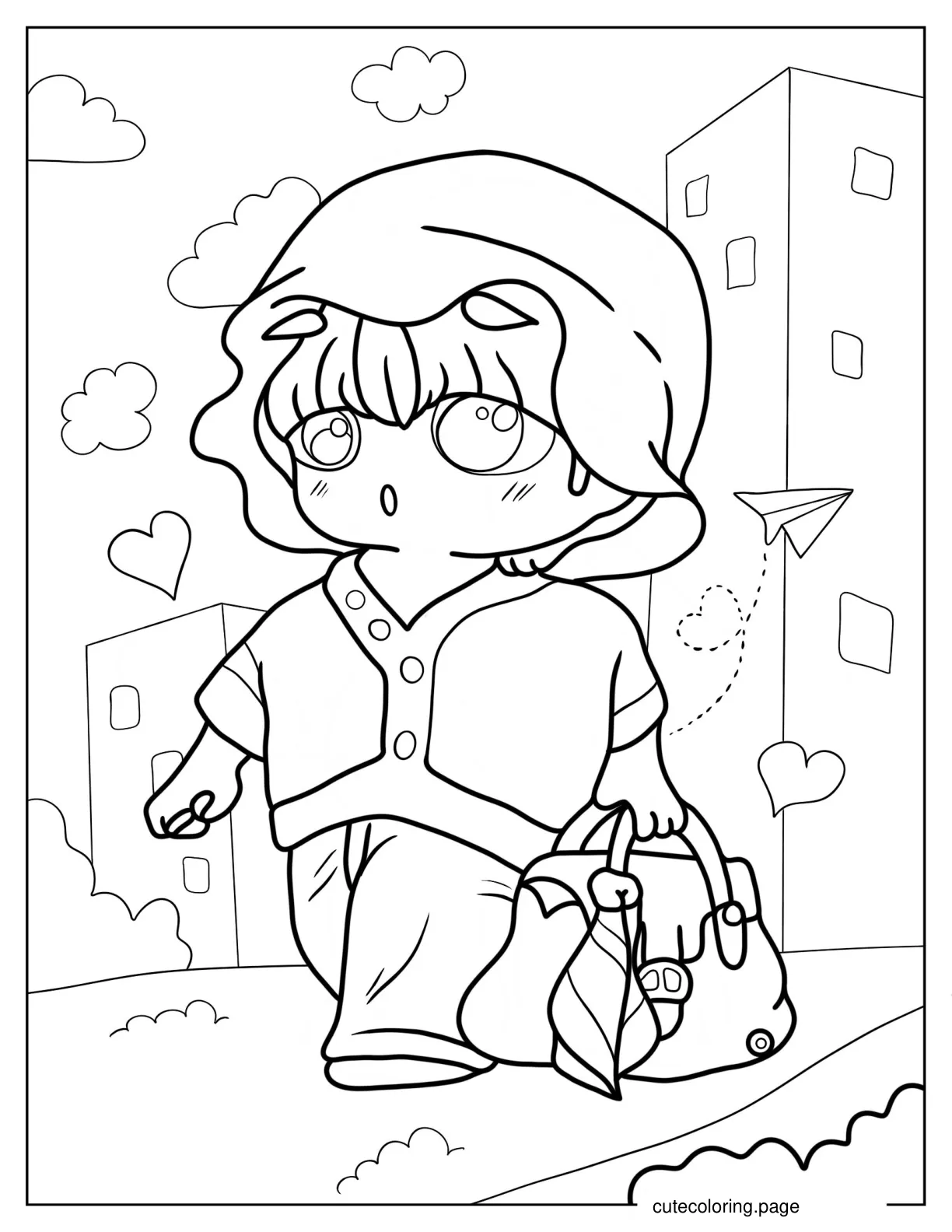 Chibi Traveling Boy coloring page