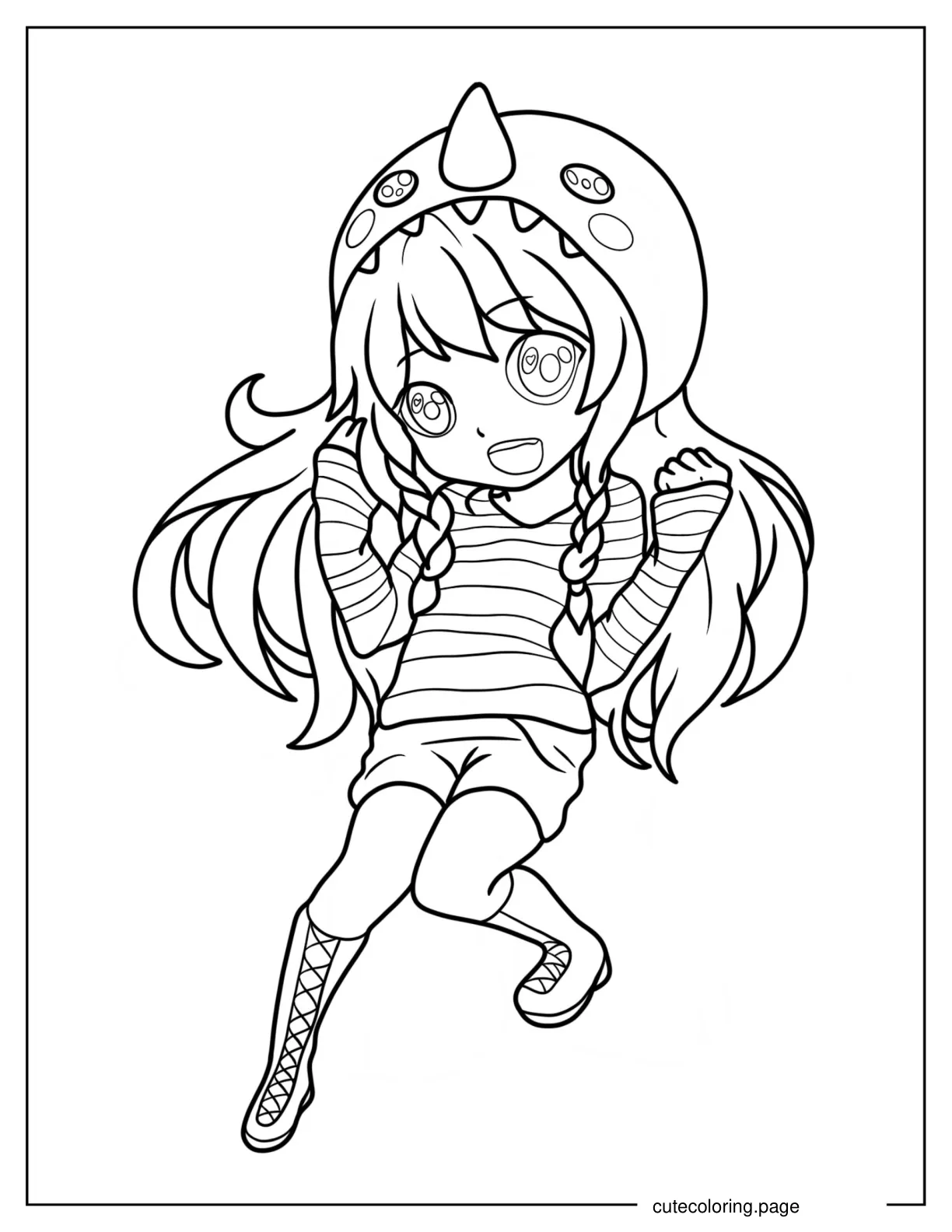 Easy Chibi Girl With Octobus Hat Coloring Page coloring page