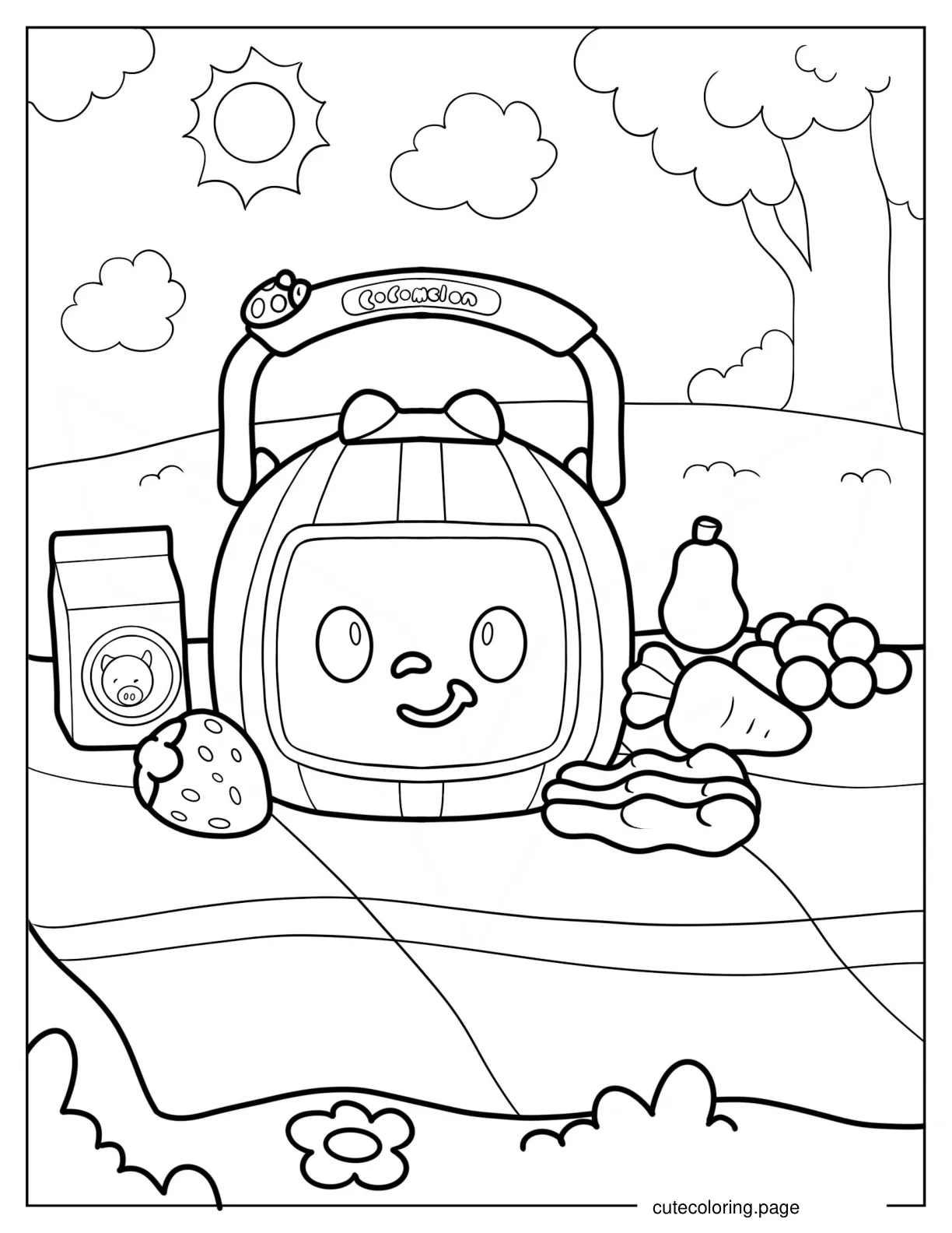 CoComelon Lunch Box During Picnic Coloring Page coloring page