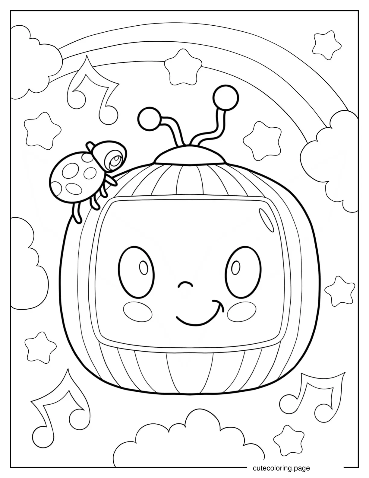 CoComelon Lunchbox With Ladybug On Top coloring page