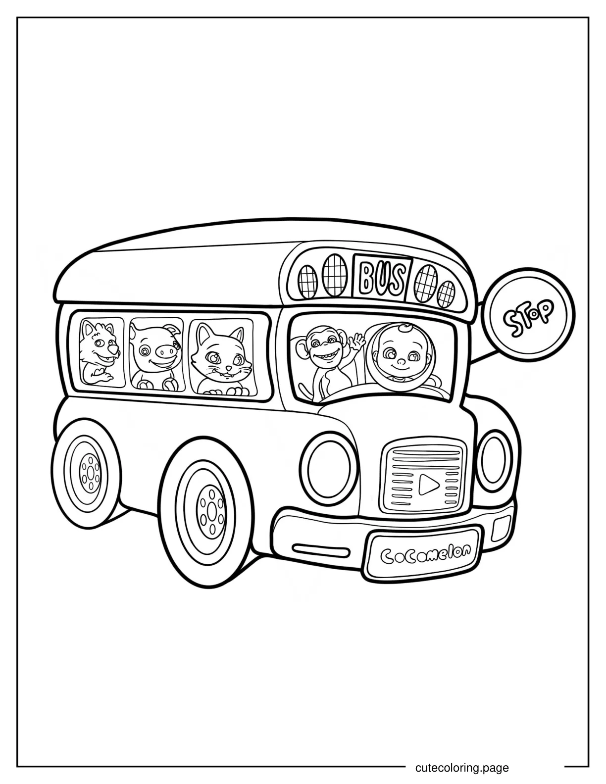 CoComelon Sing With Me School Bus coloring page