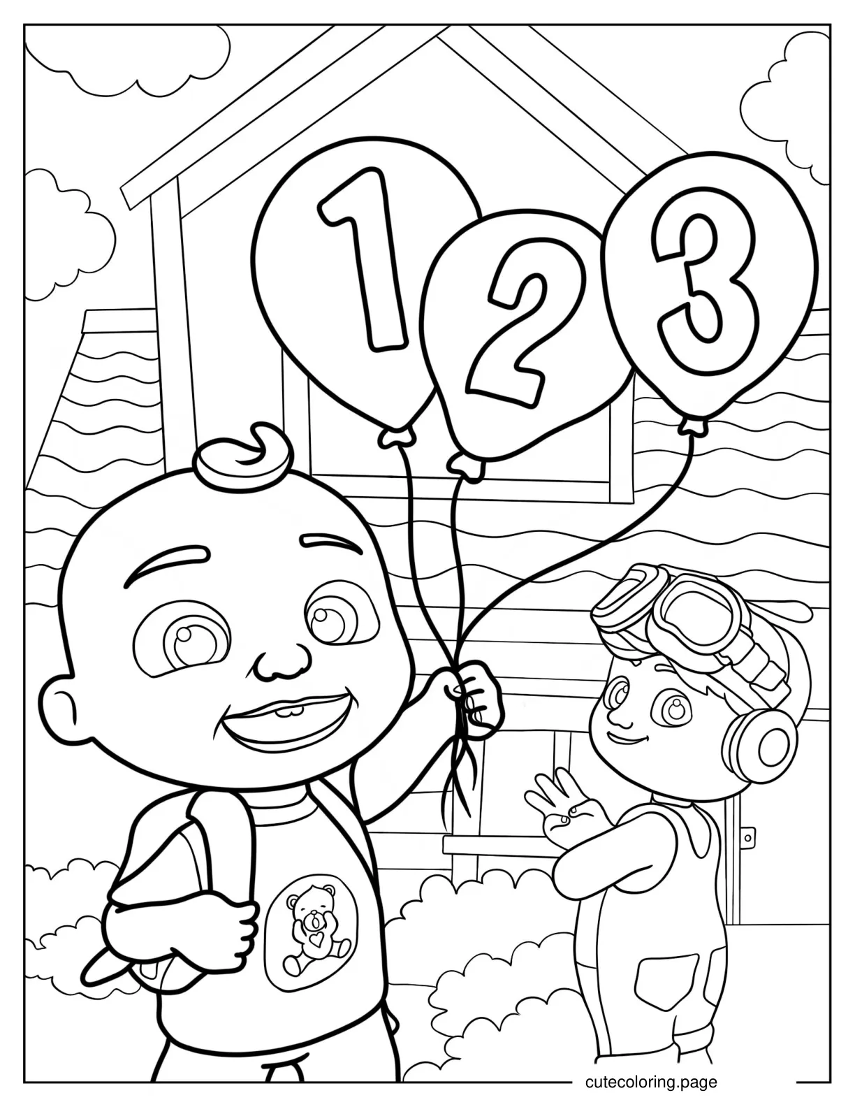 JJ Holding Numbered Balloons coloring page