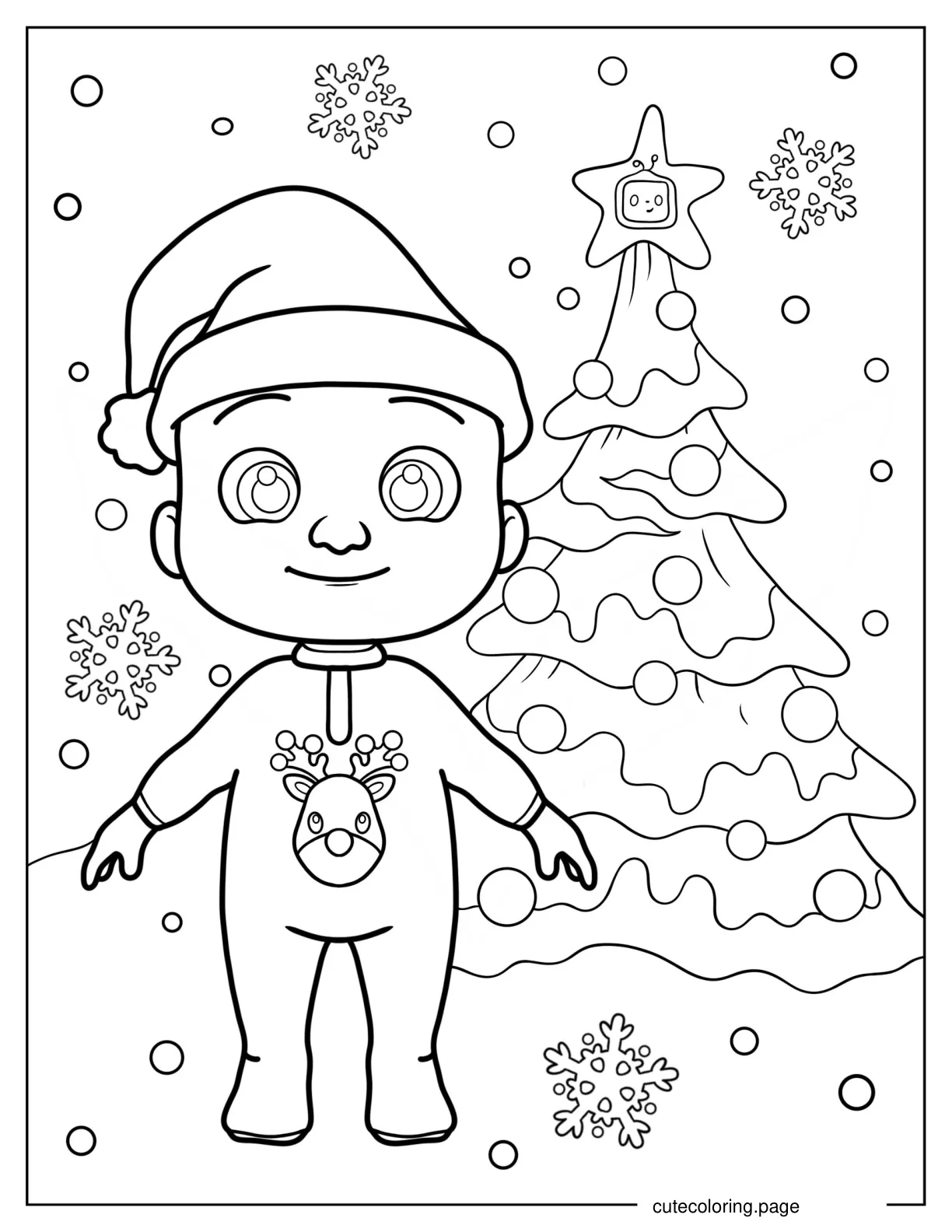 JJ In Front Of Christmas Tree coloring page