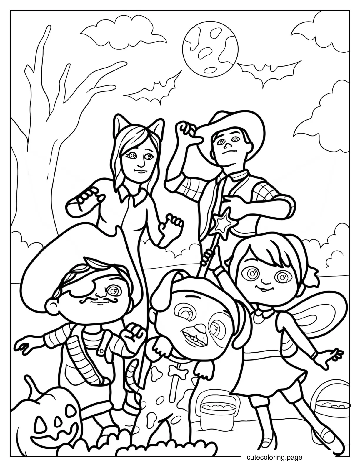 JJ Yoyo TomTom Lovelle And Dan In Halloween Costumes coloring page