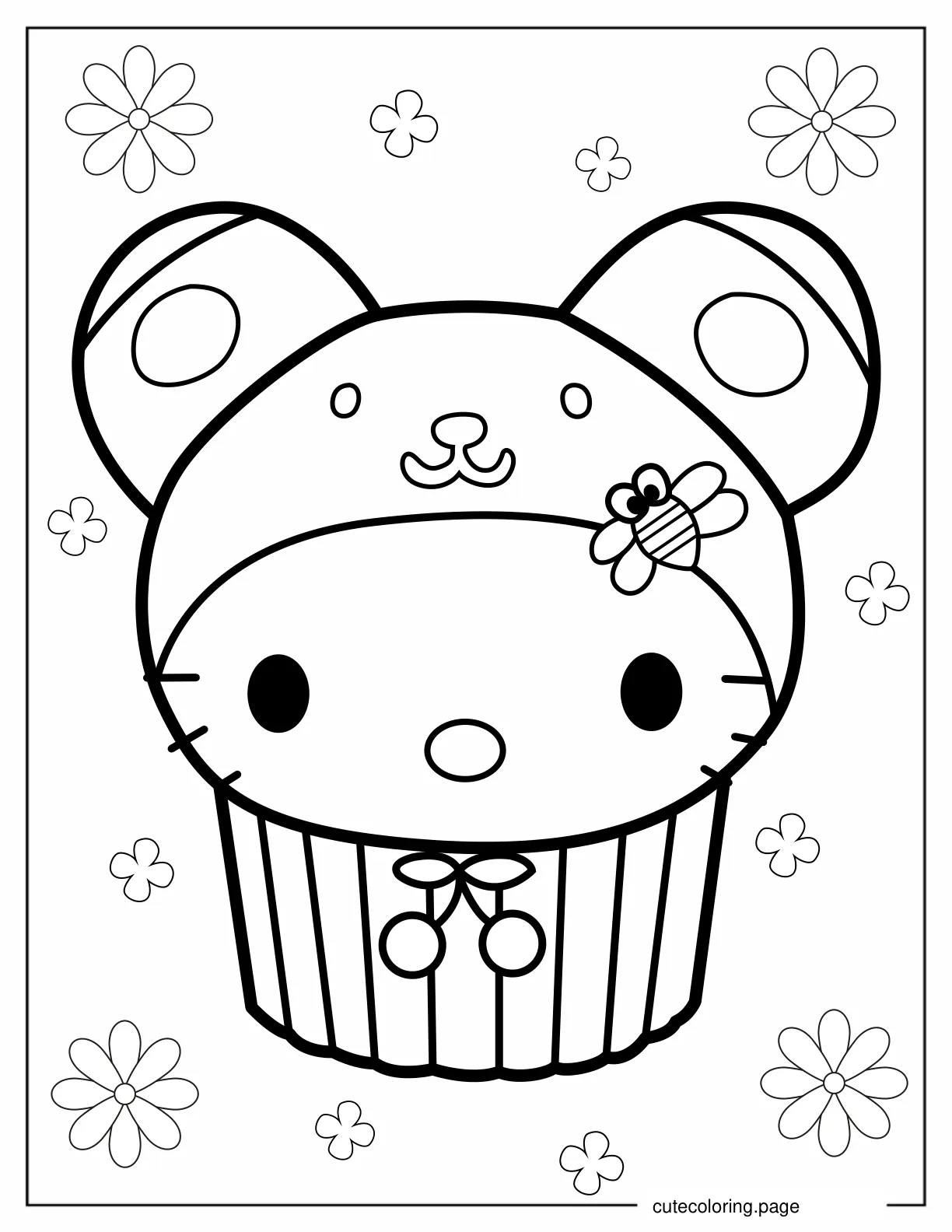 Adorable Hello Kitty Cupcake Coloring Page coloring page