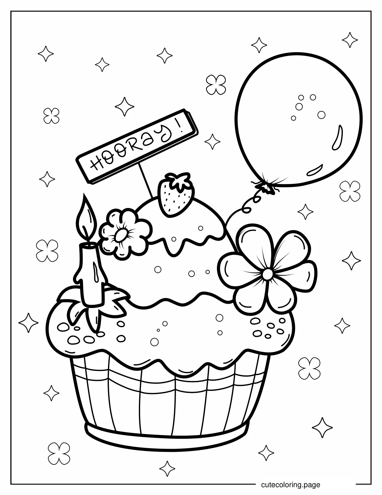 Birthday Cupcake Coloring Page coloring page