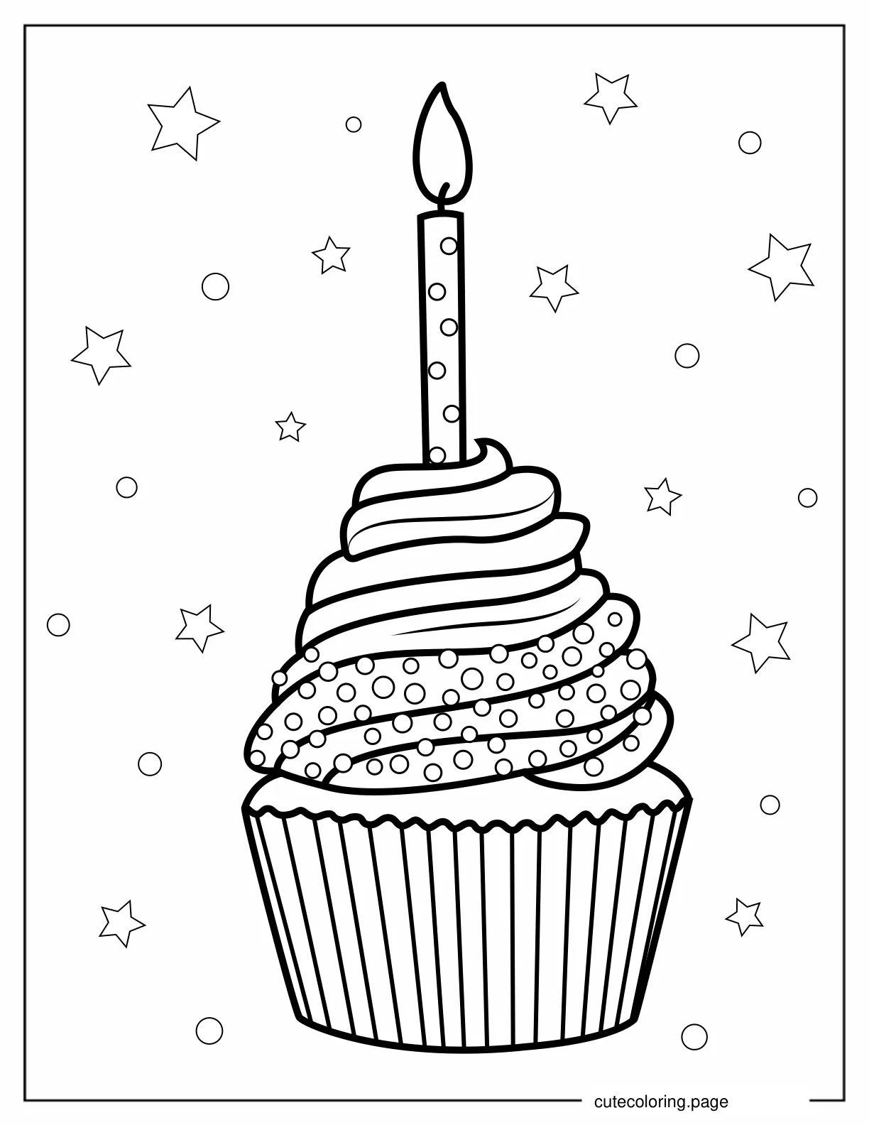 Birthday Cupcake With Candle coloring page