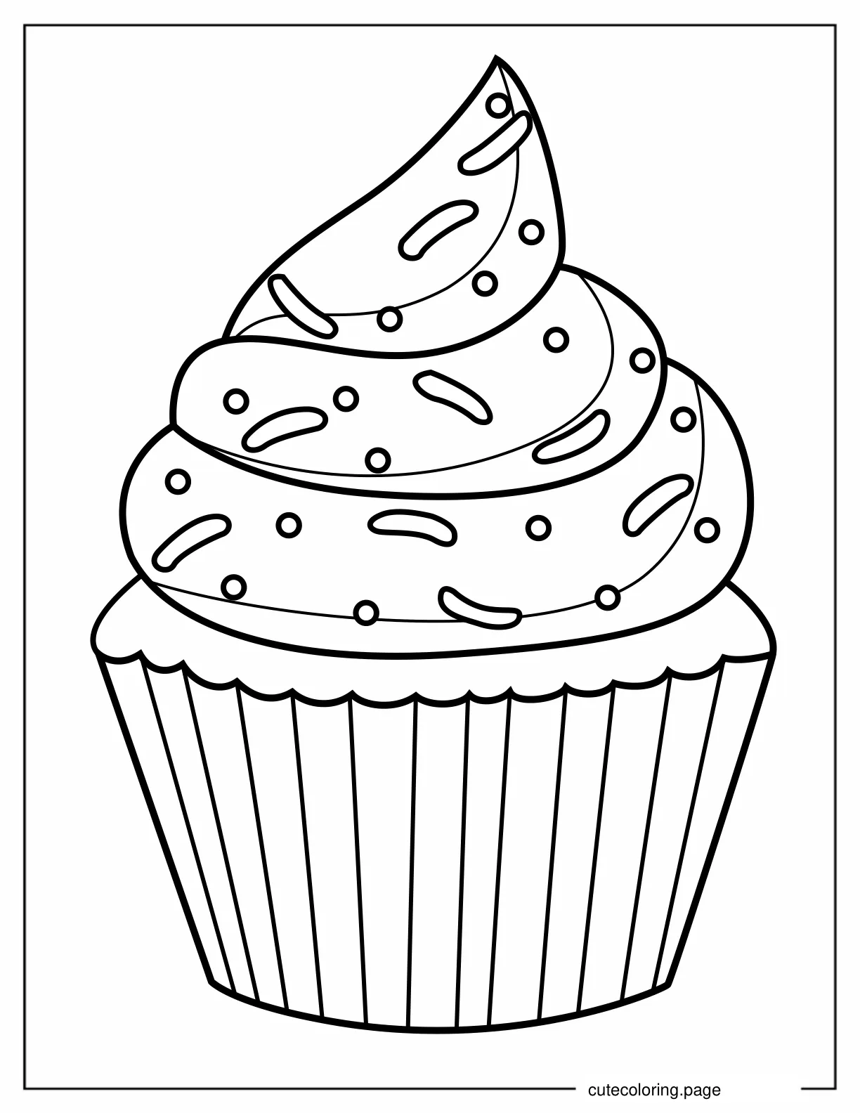 Cupcake With Icing And Sprinkles To Color coloring page