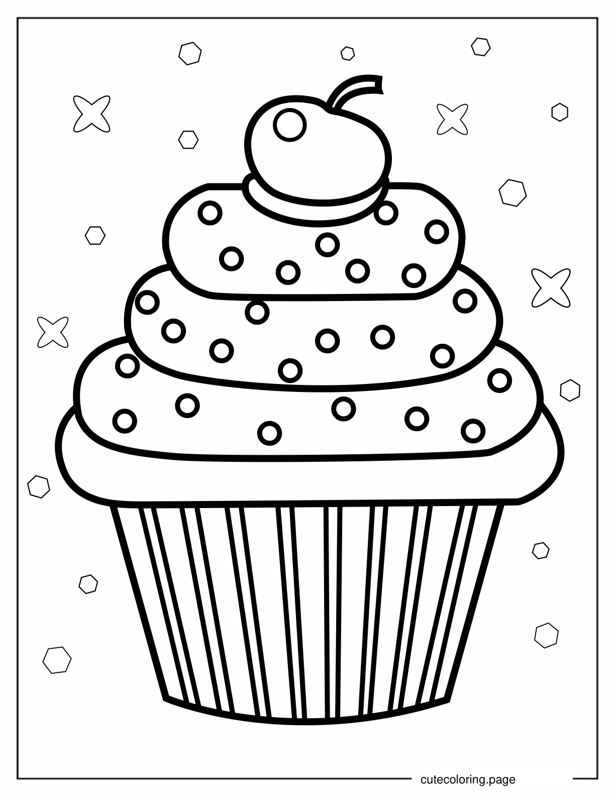 Easy Outline Of a Cupcake To Color coloring page