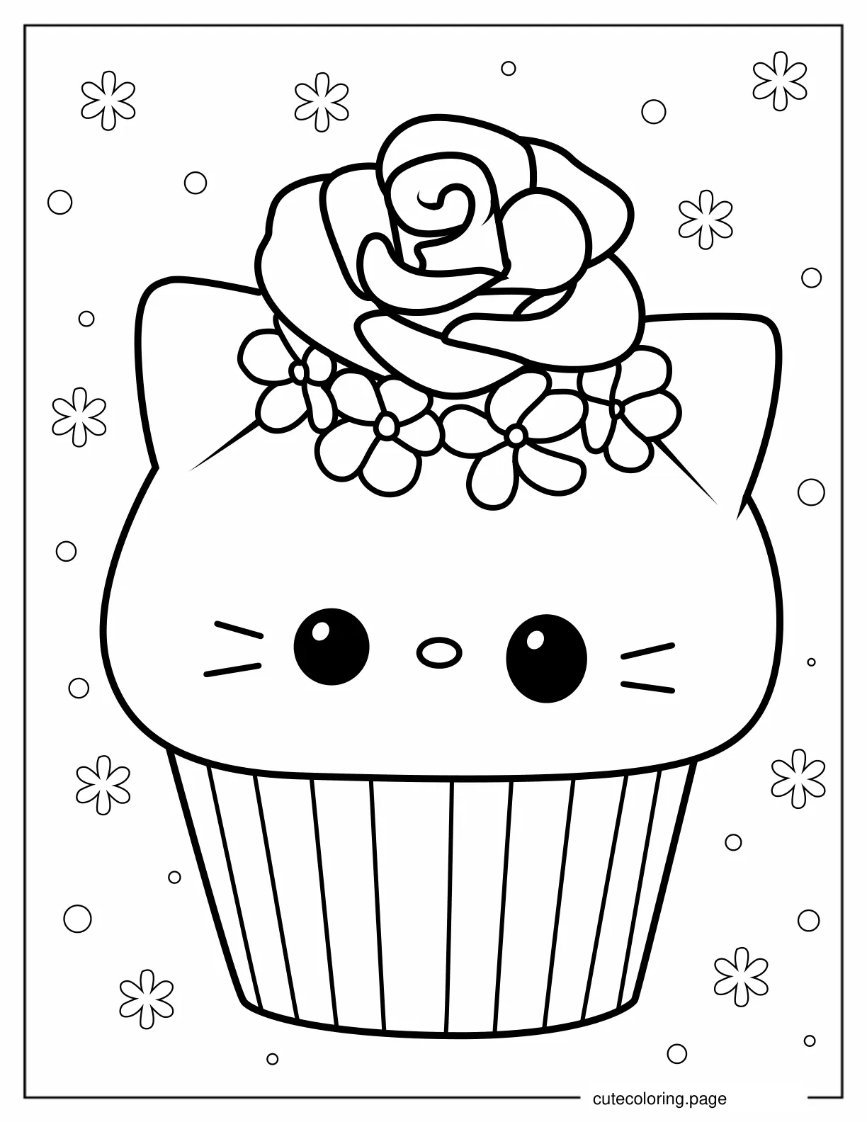 Hello Kitting Cupcake Coloring Page coloring page