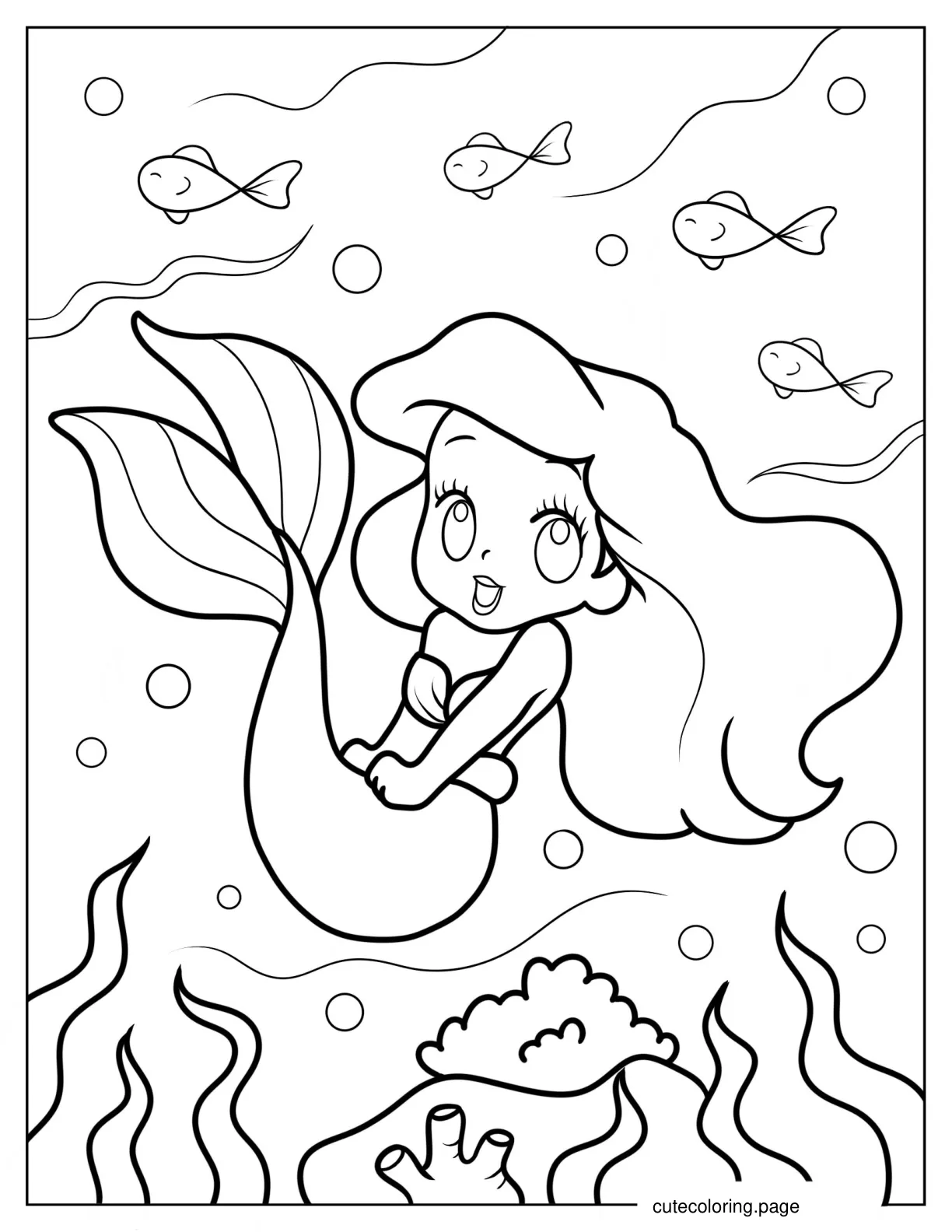 Cute Ariel Under The Sea Coloring Page coloring page