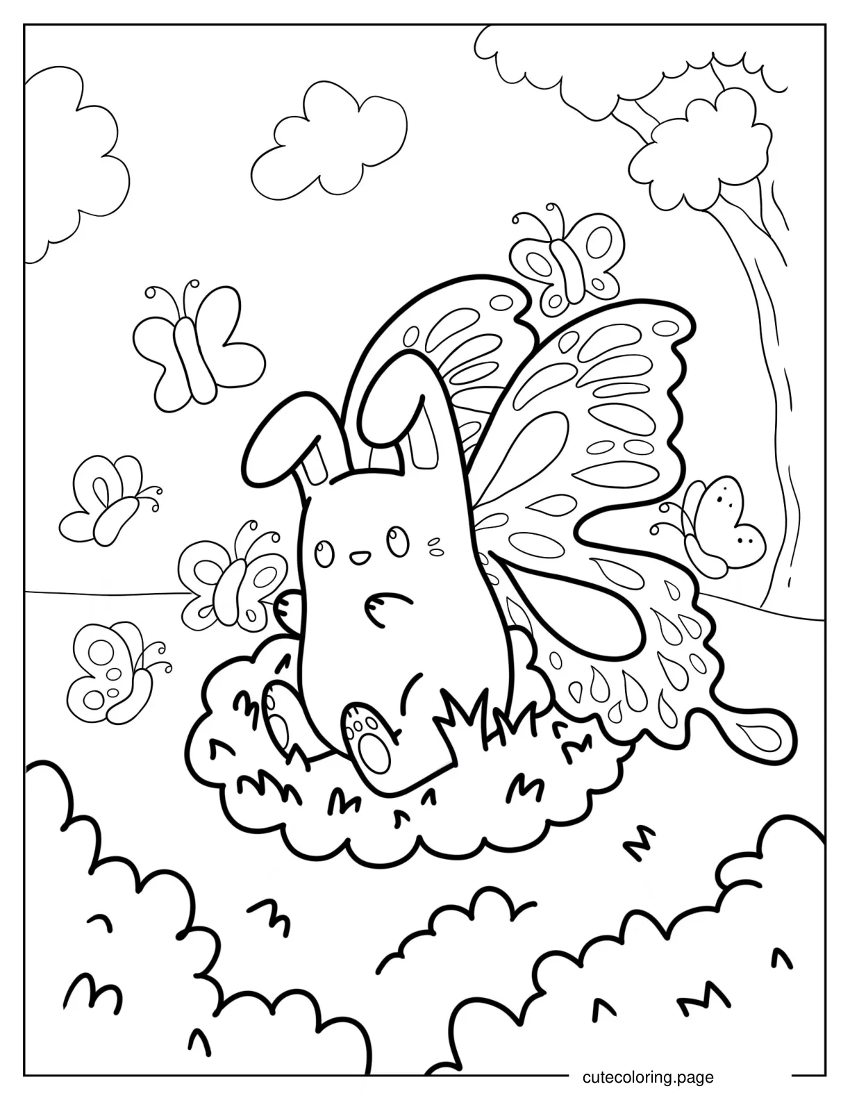 Cute Bunny With Butterfly Wings coloring page