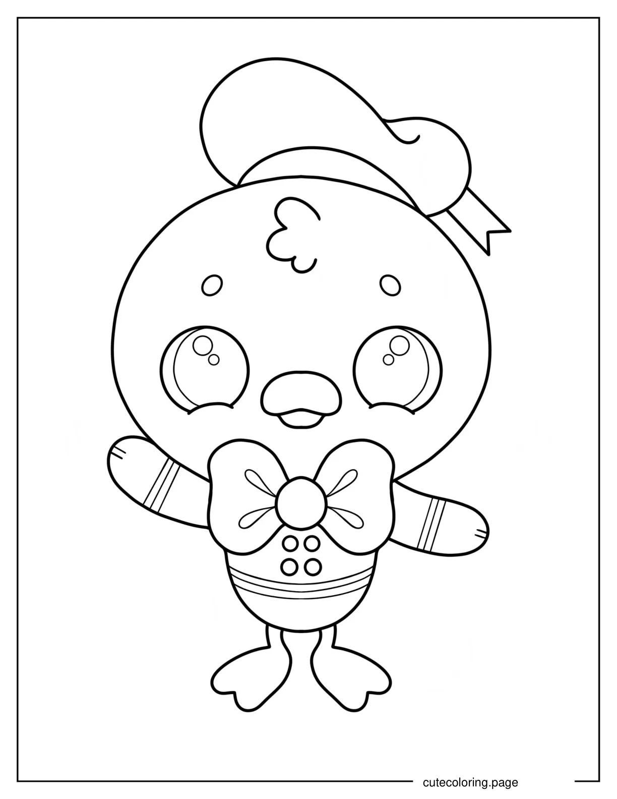 Cute Duck Waving Coloring Page For Kids coloring page