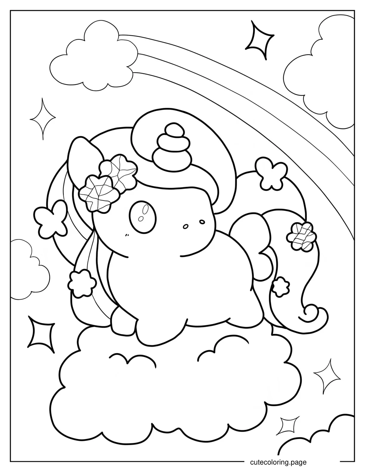 Kawaii Chibi Unicorn Coloring Sheet For Preschoolers coloring page