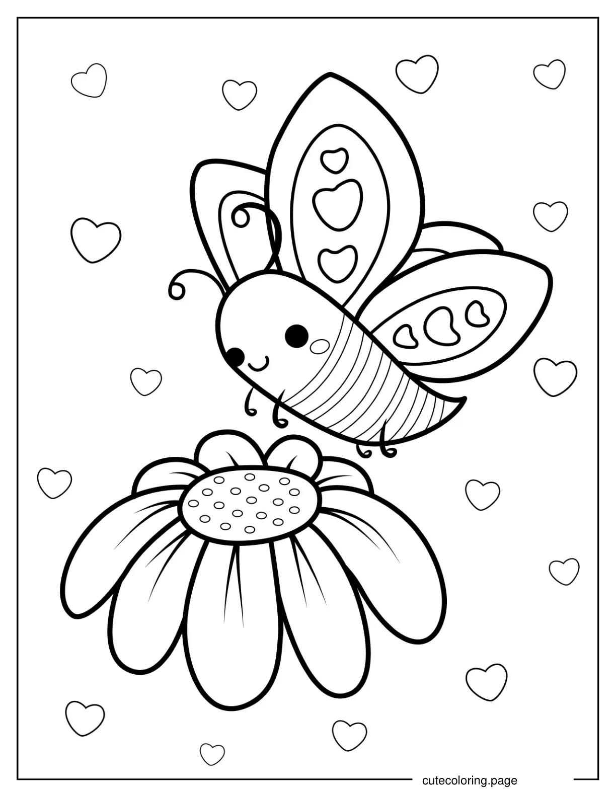 Adorable Butterfly And Daisy Flower coloring page