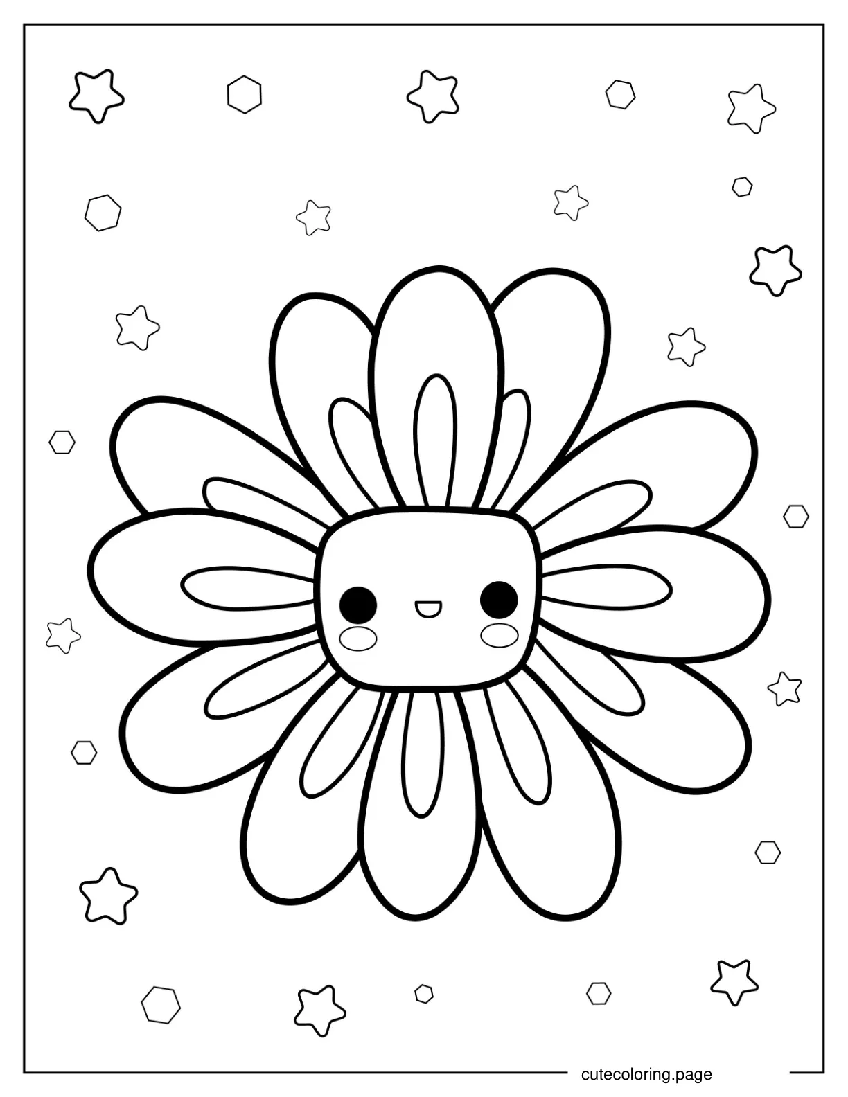 Cute Smiling Daisy Coloring Sheet For Preschoolers coloring page