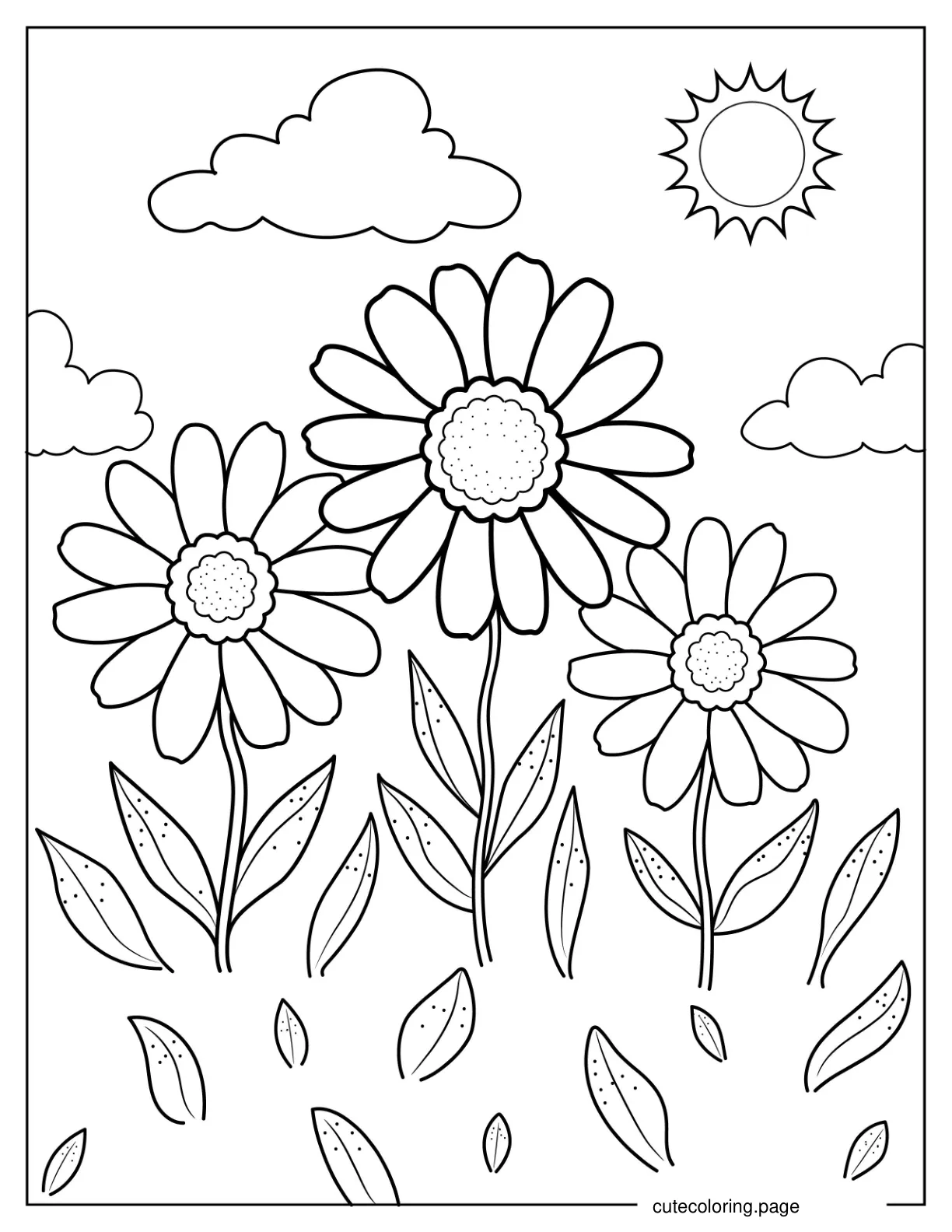 Daisies Absorbing The Sunshine coloring page