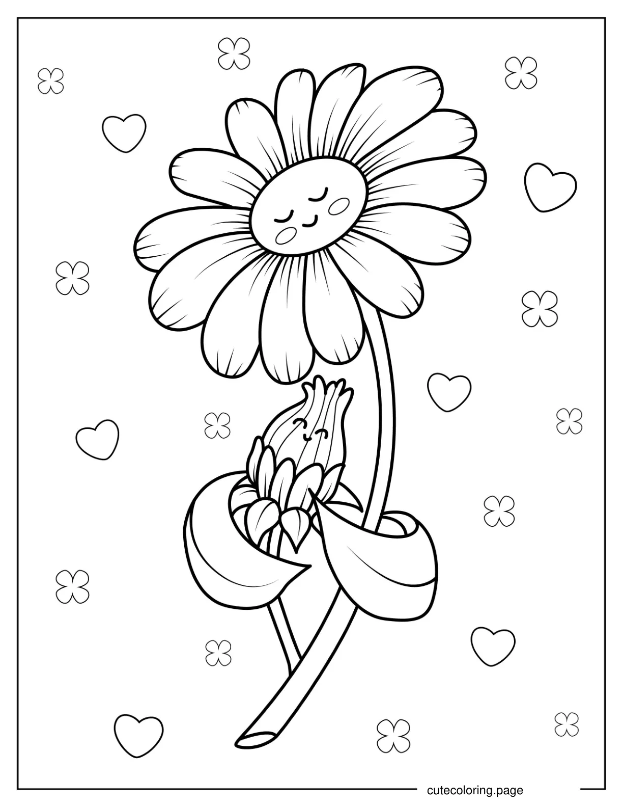 Easy Outline Of a Daisy To Color coloring page