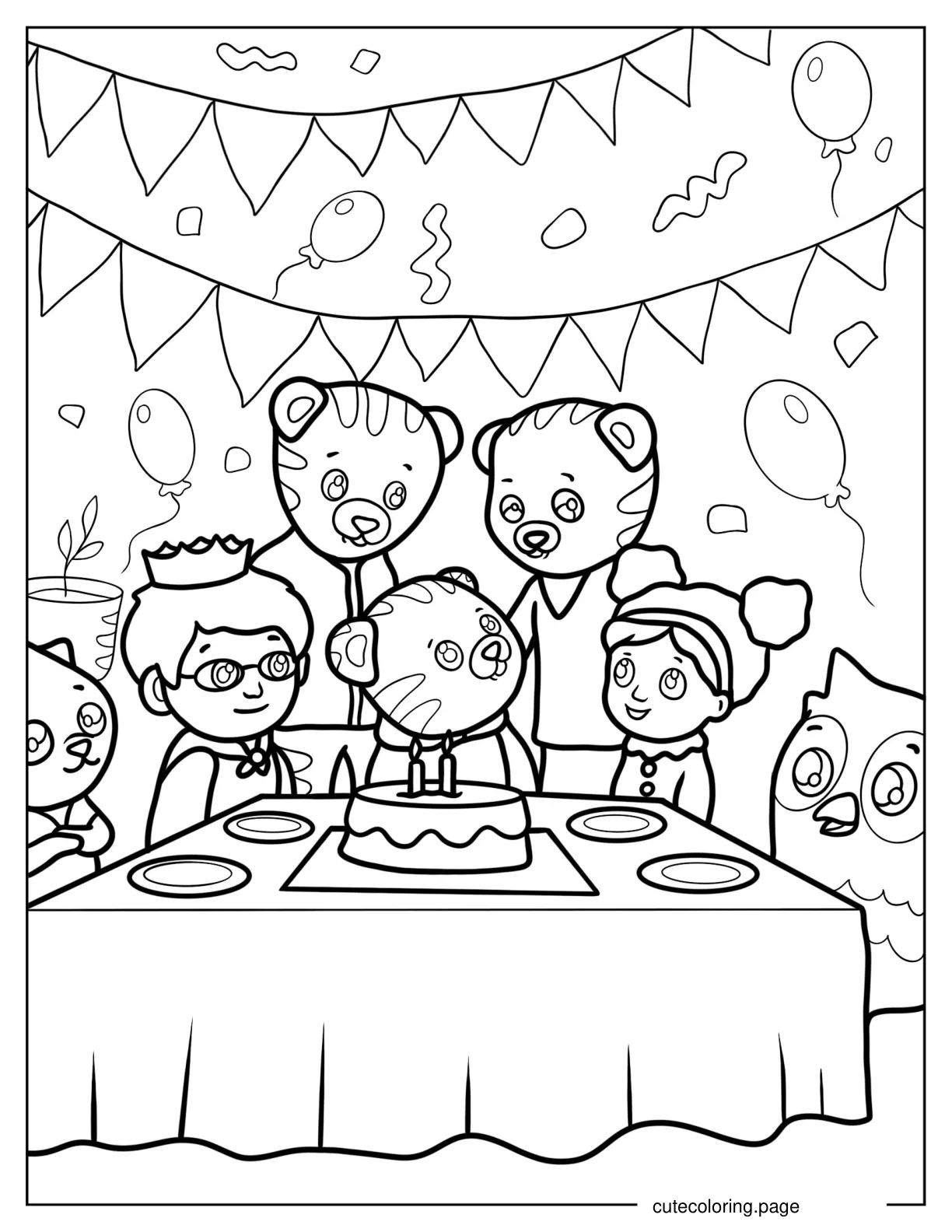 Daniel Tiger Celebrating Birthday Coloring Page coloring page