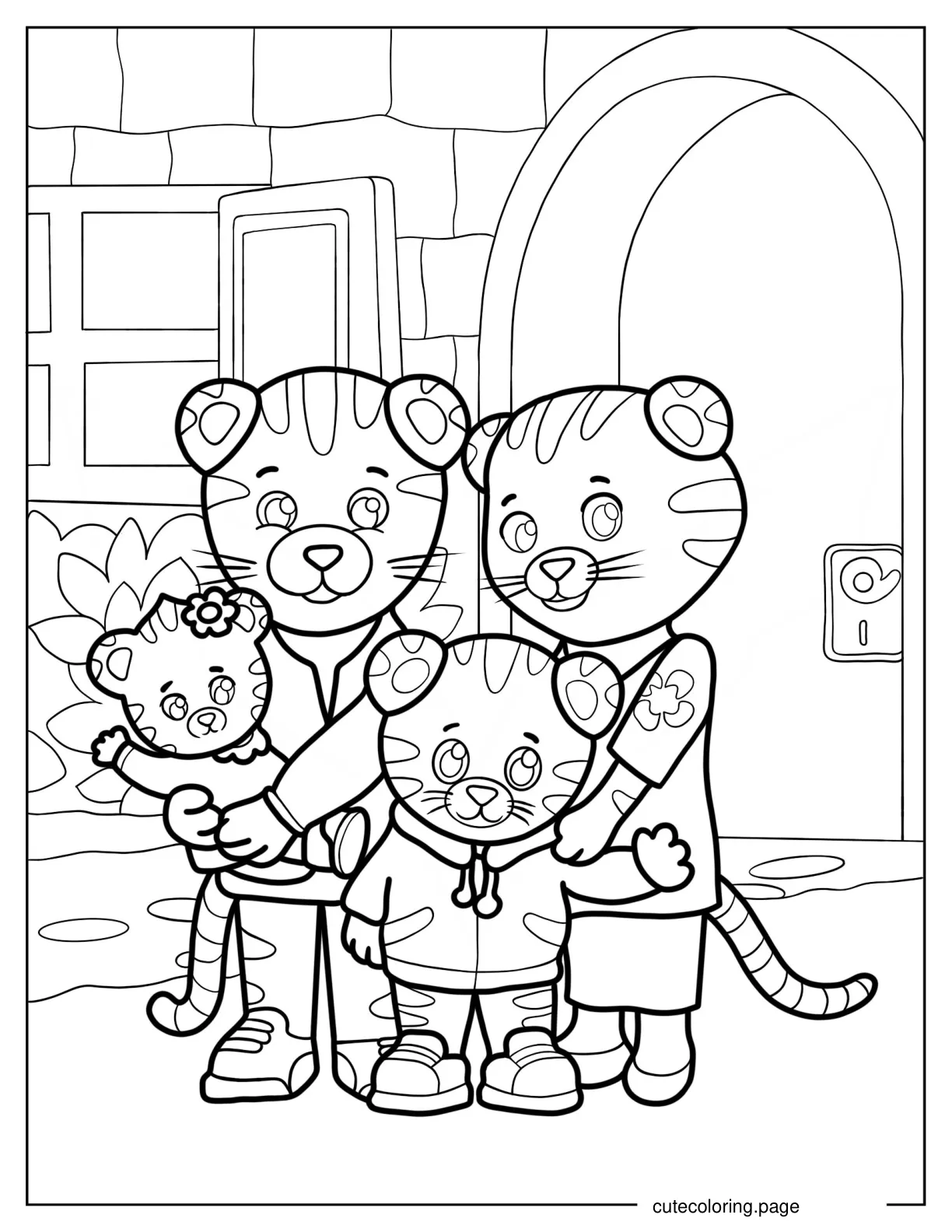 Daniel Tiger Family In Front Of House coloring page