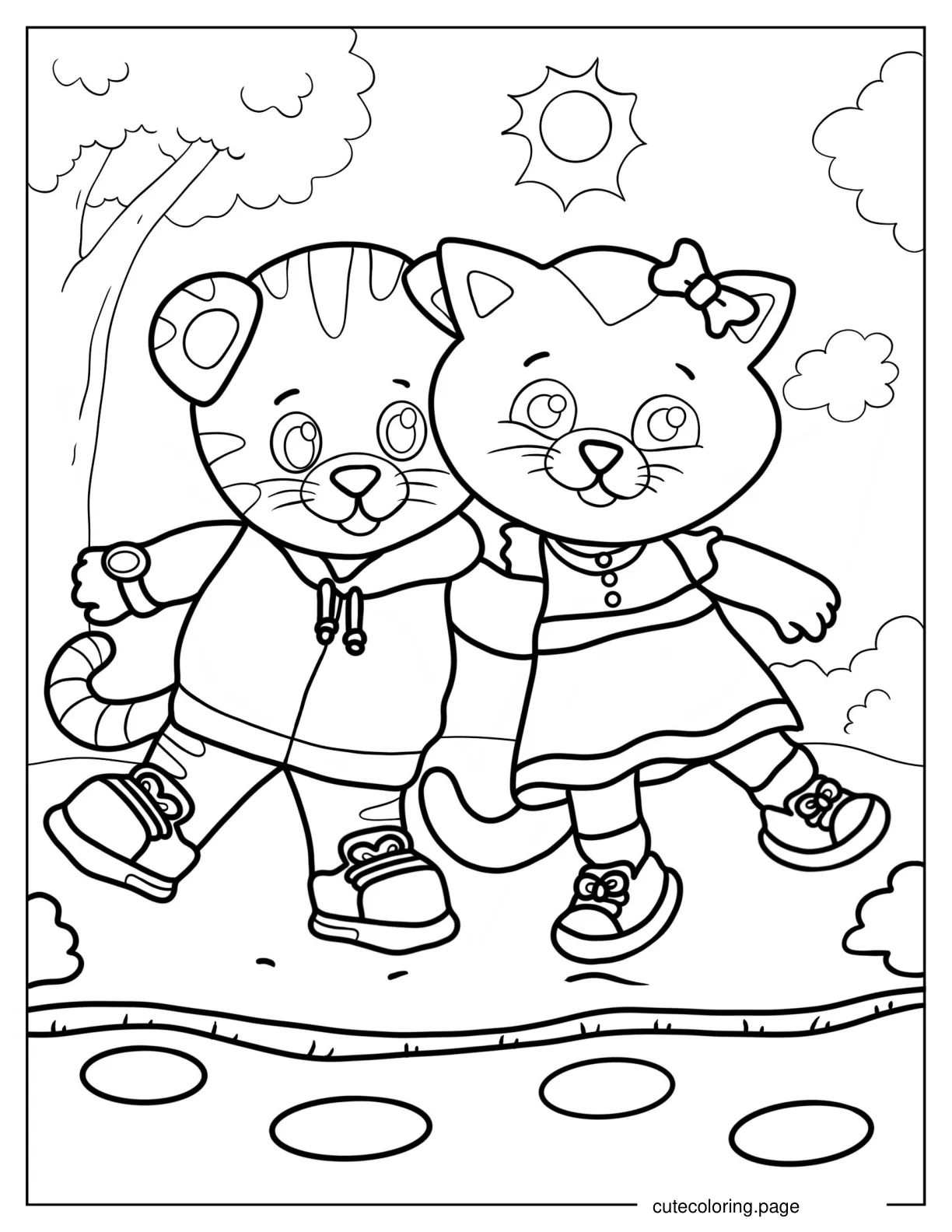 Daniel Tiger With Katerina Kittycat Coloring Sheet coloring page