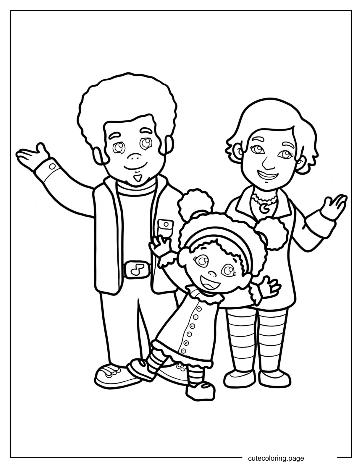 Miss Elaina With Lady Elaina And Music Man Stan Coloring Page coloring page