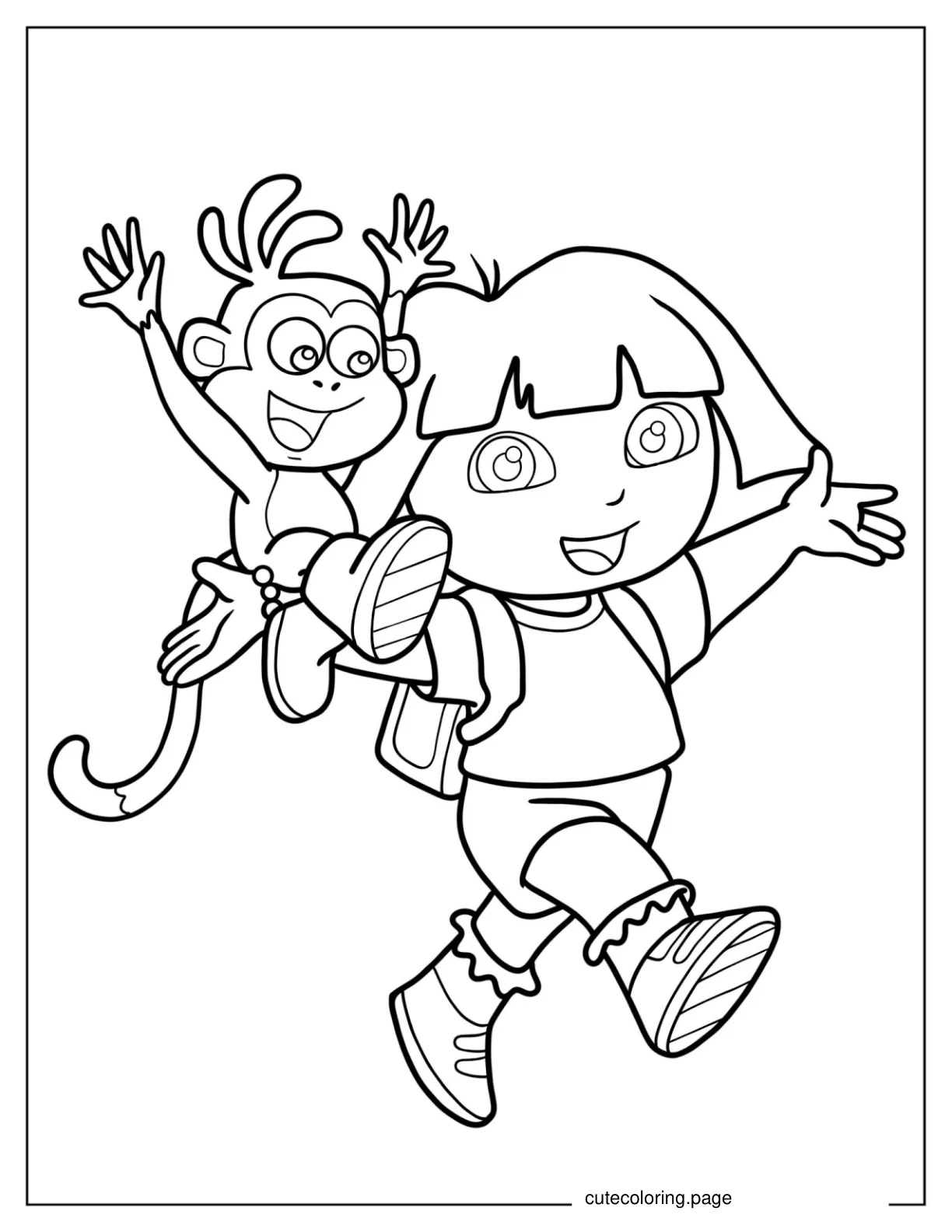 Boots And Dora Having Fun coloring page