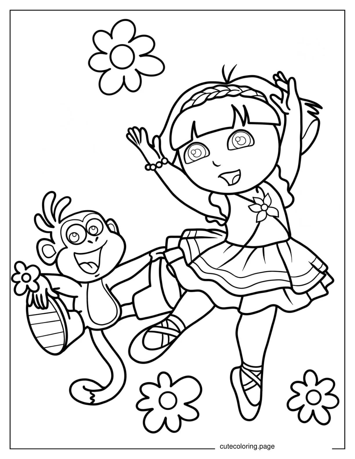 Dora As a Ballerina Coloring Sheet coloring page