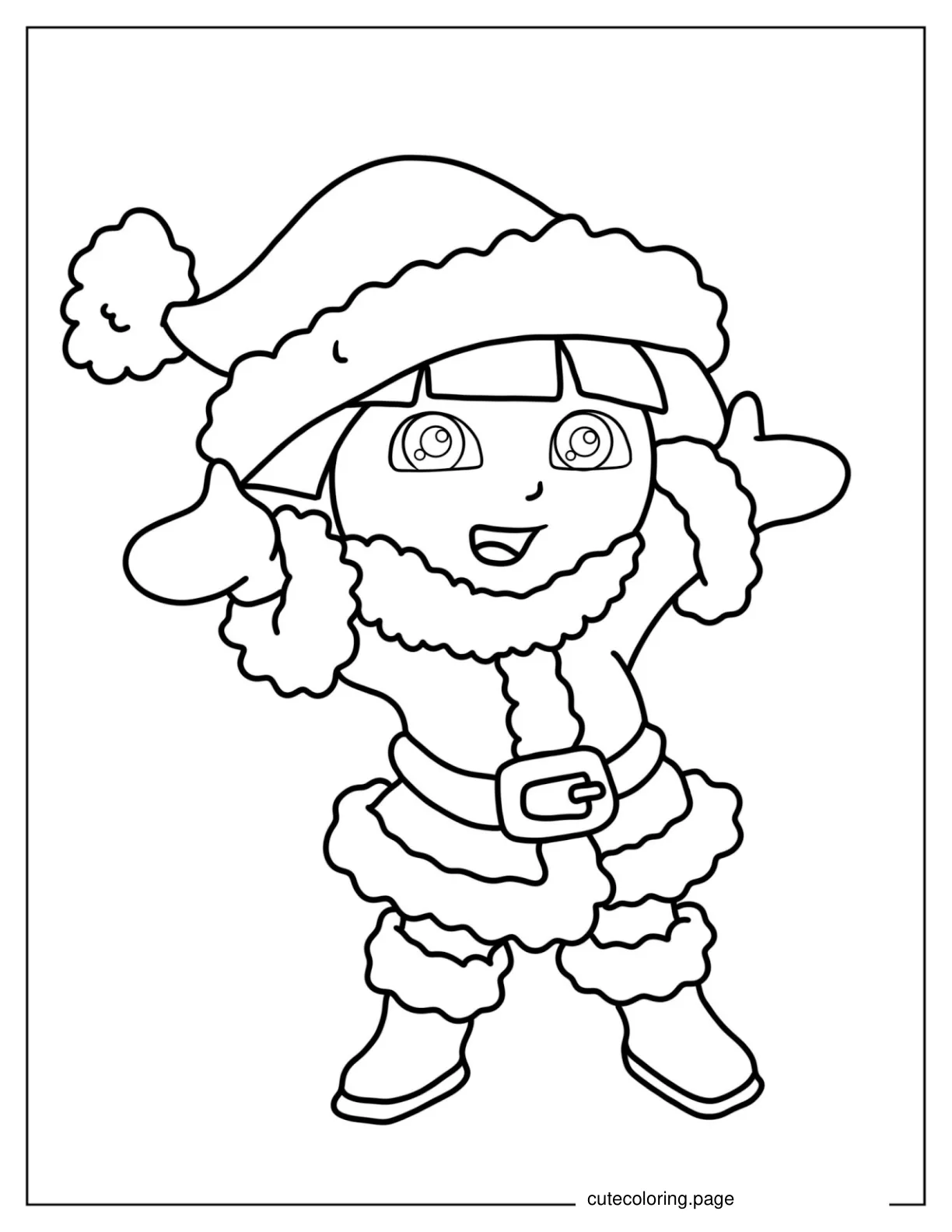 Dora Dressed In a Santa Suit Coloring Page coloring page