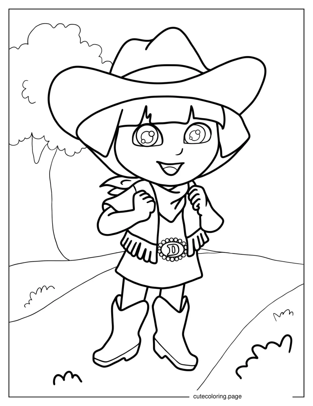 Dora The Explorer As a Cowgirl Coloring Page coloring page