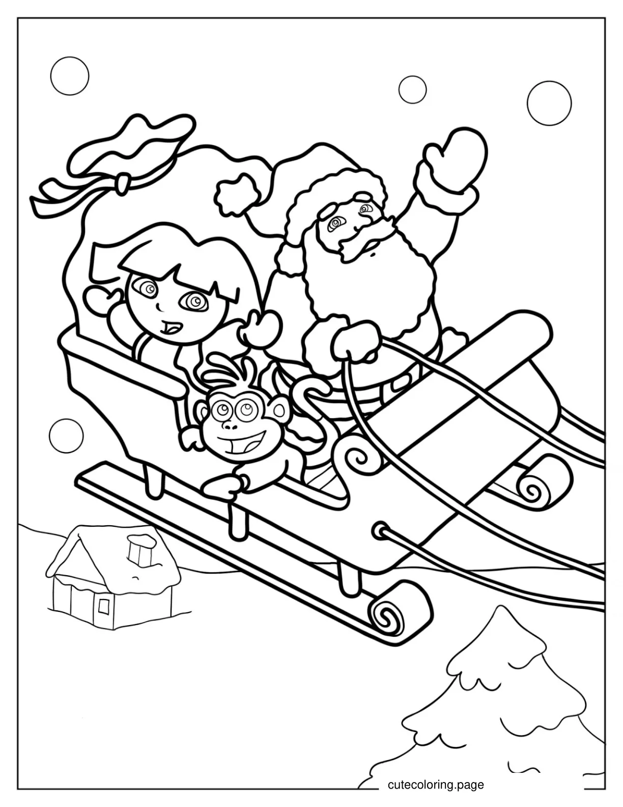 Dora With Boots And Santa Coloring Sheet coloring page