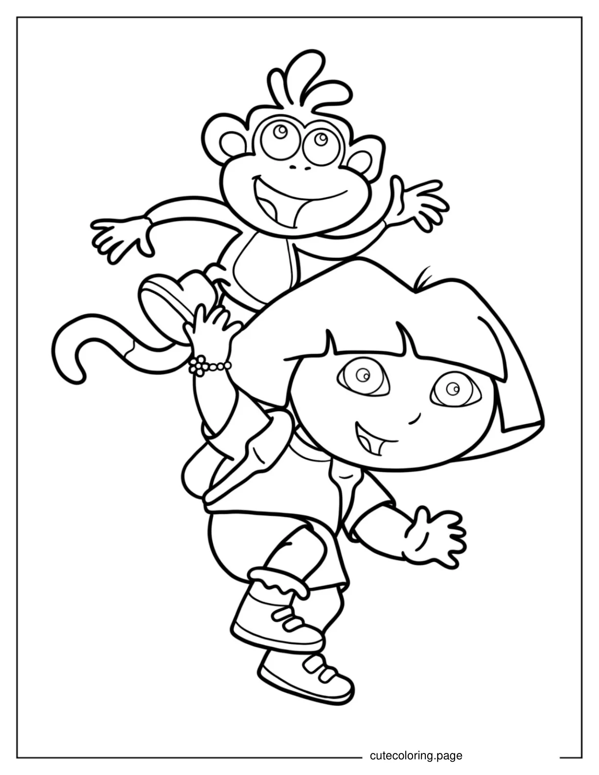 Easy Coloring Page Of Dora And Boots coloring page