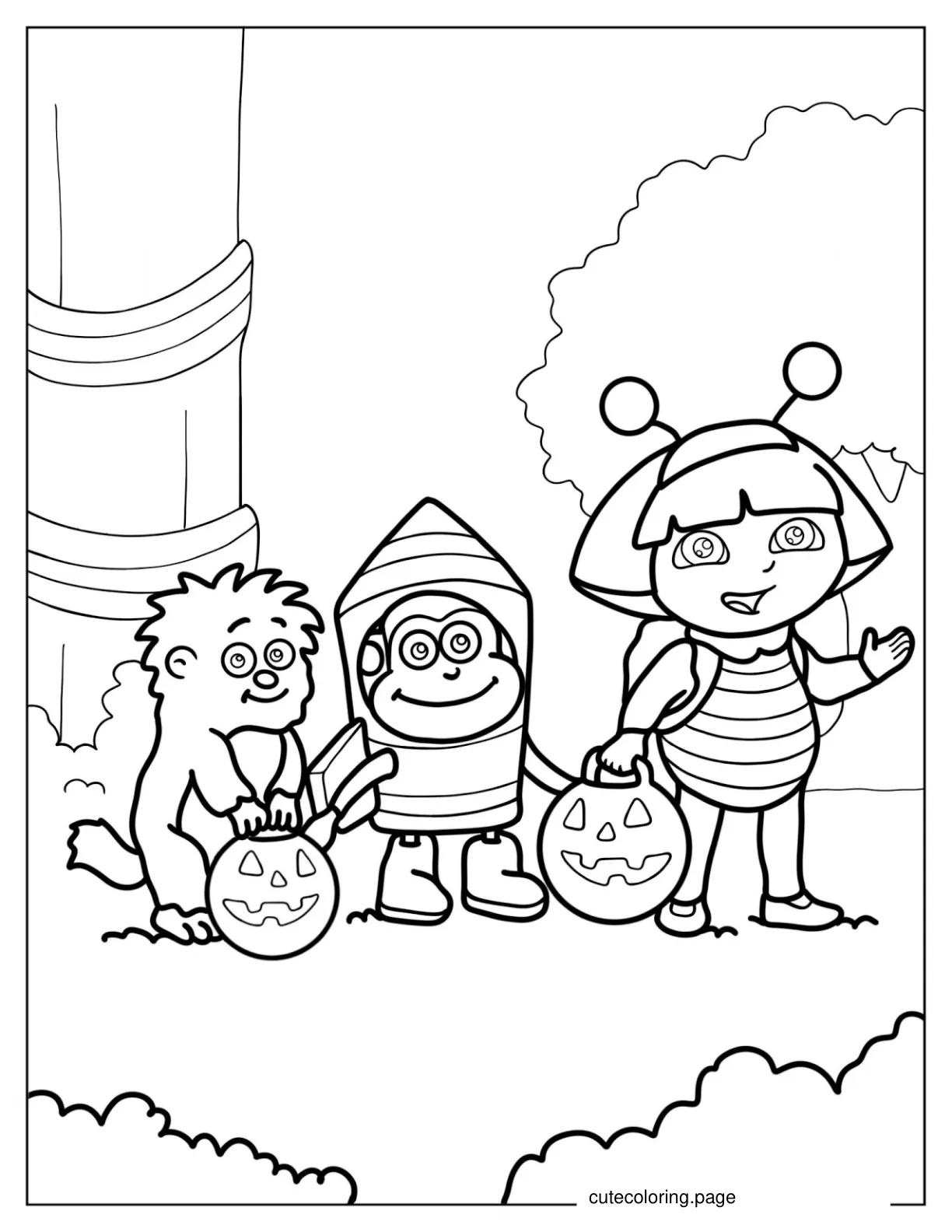 Halloween Themed Dora The Explorer Coloring Page coloring page