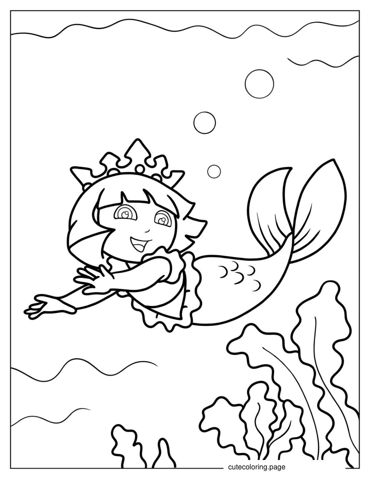 Mermaid Dora Coloring Page For Kids coloring page