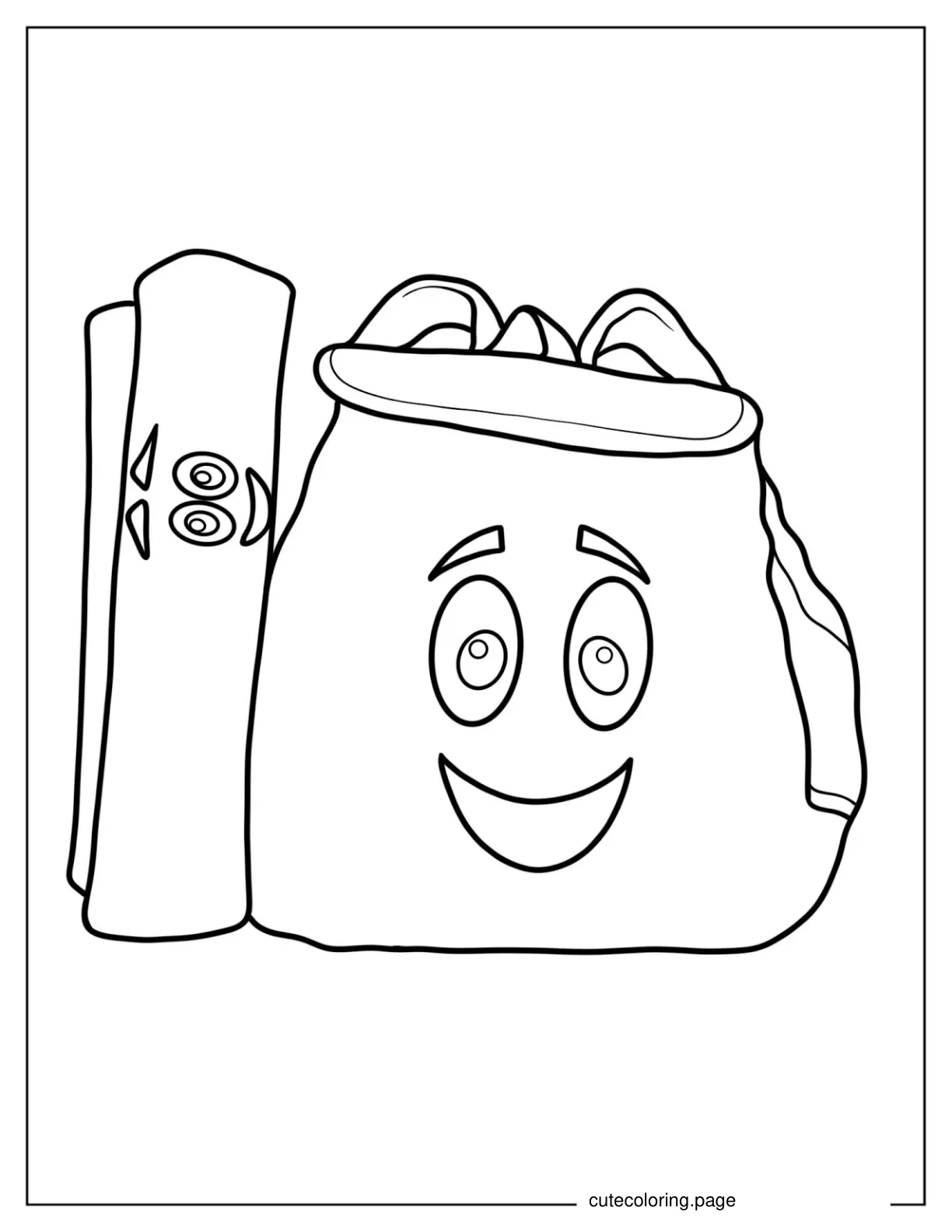 Simple Coloring Page Doras Map And Backpack coloring page