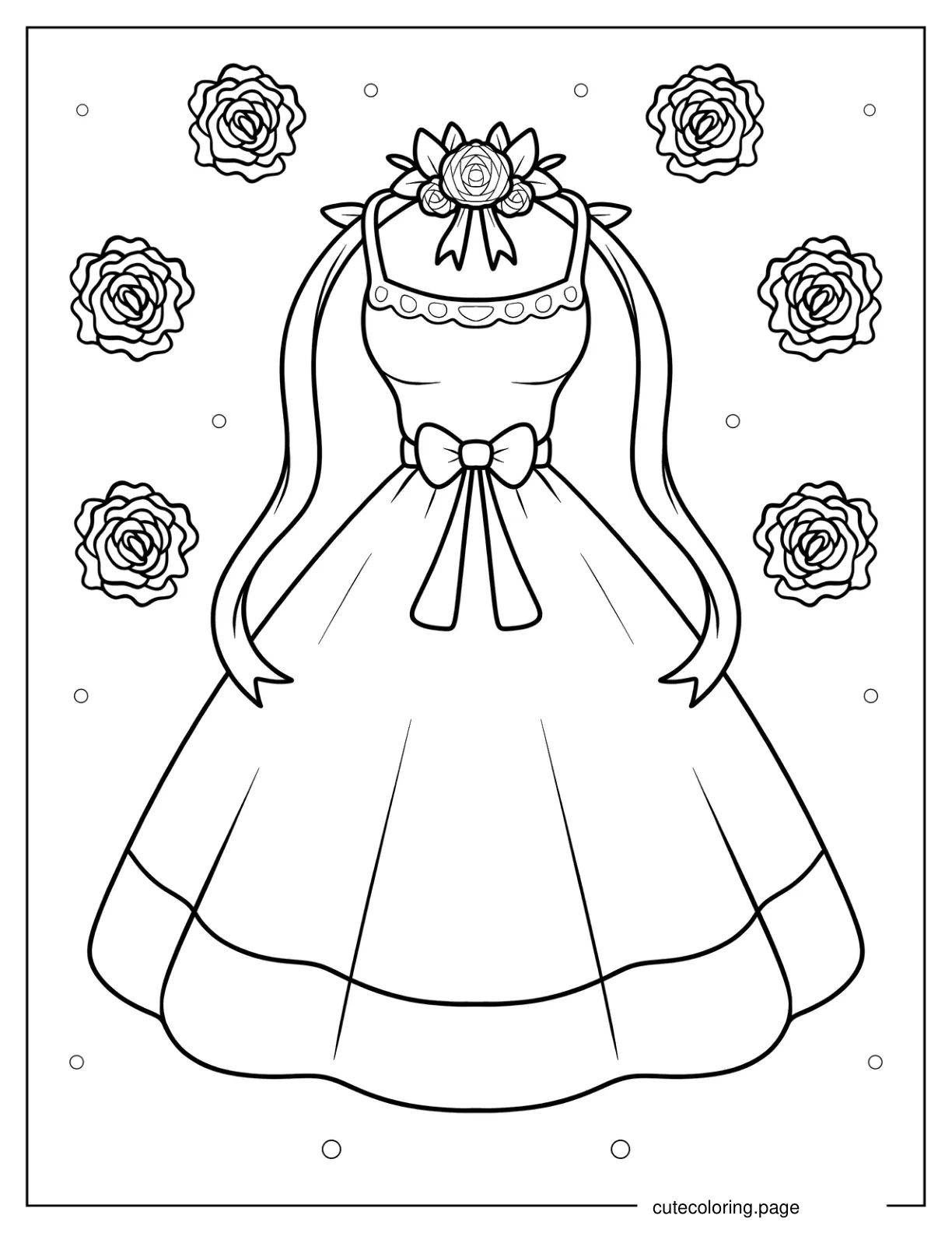 Cute Dress With Bow At the Waist Coloring Sheet coloring page