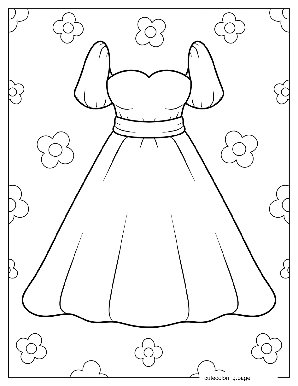 Dress With Sweetheart Neckline And A Line Skirt coloring page