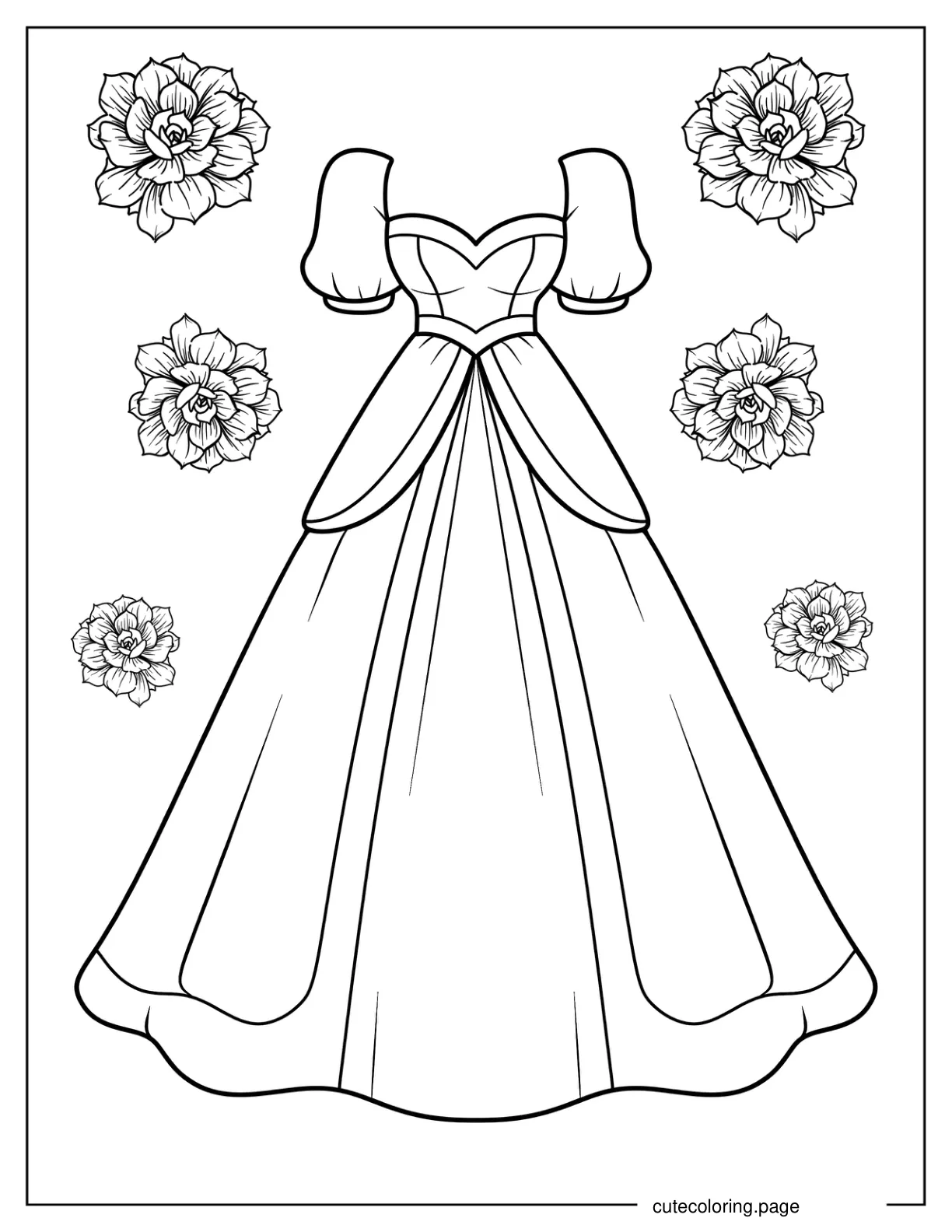 Easy Neoclassical Dress Design Coloring Page For Kids coloring page