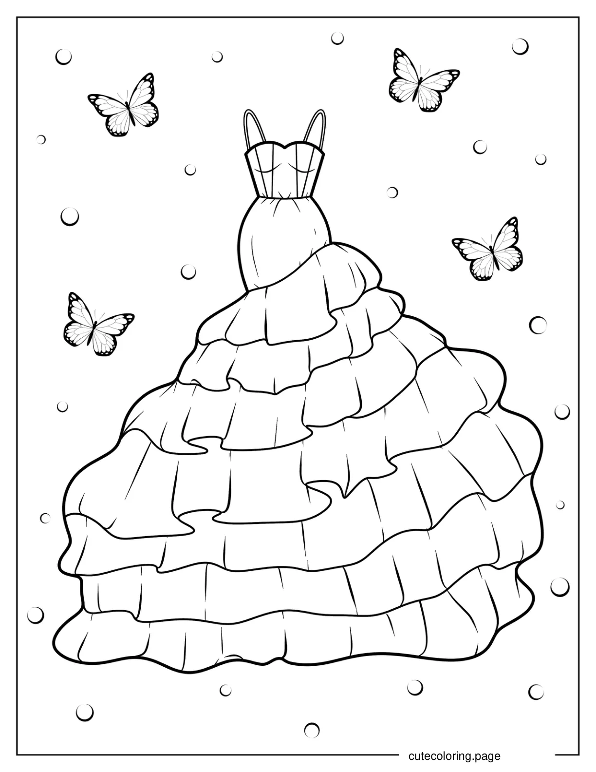 Mermaid Dress With Large Layered Tulle Bottom Coloring Page coloring page