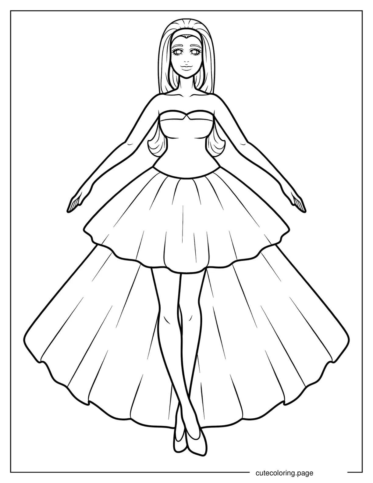 Short Tube Dress With Long Overskirt Coloring Sheet coloring page