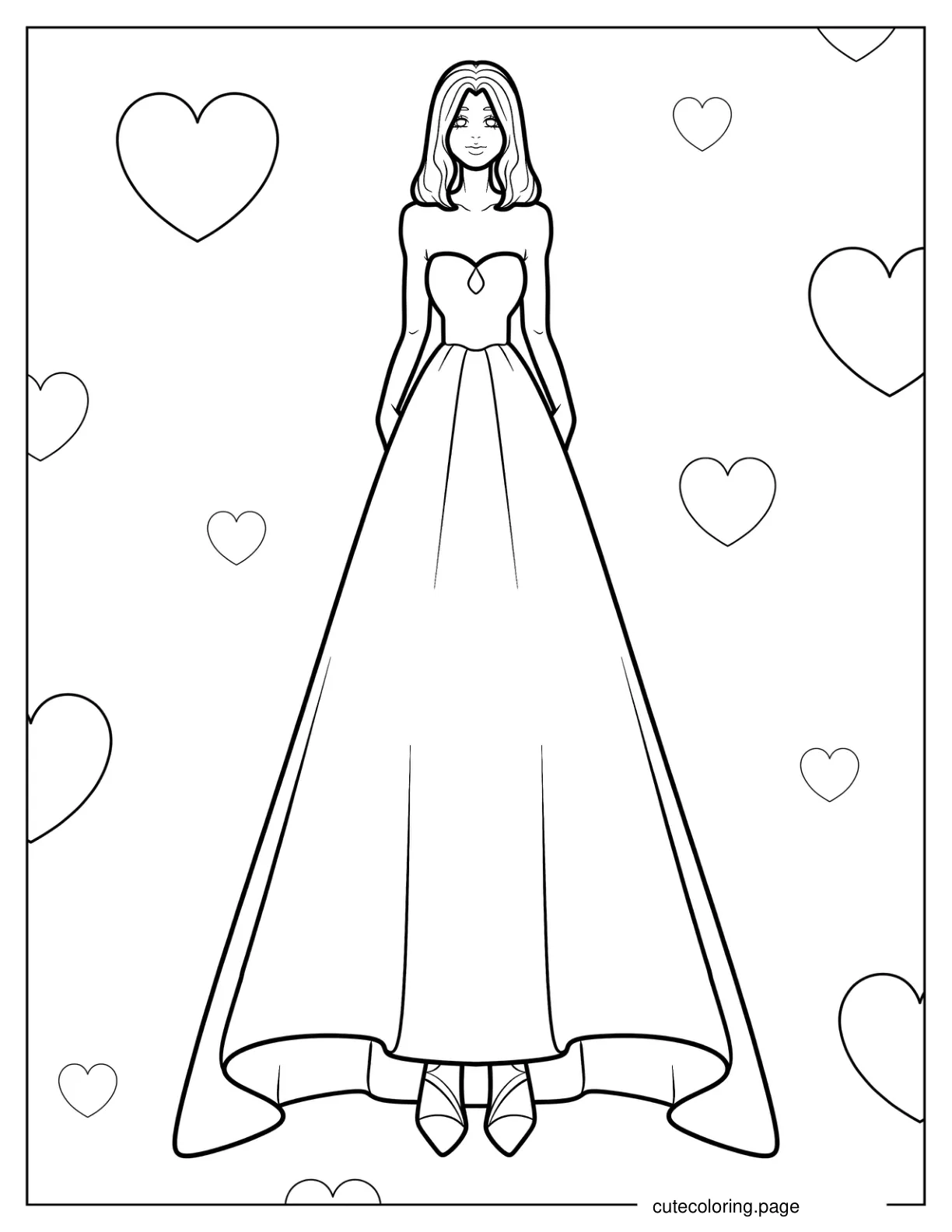 Simple Maxi Dress With High Low Skirt Coloring Page coloring page