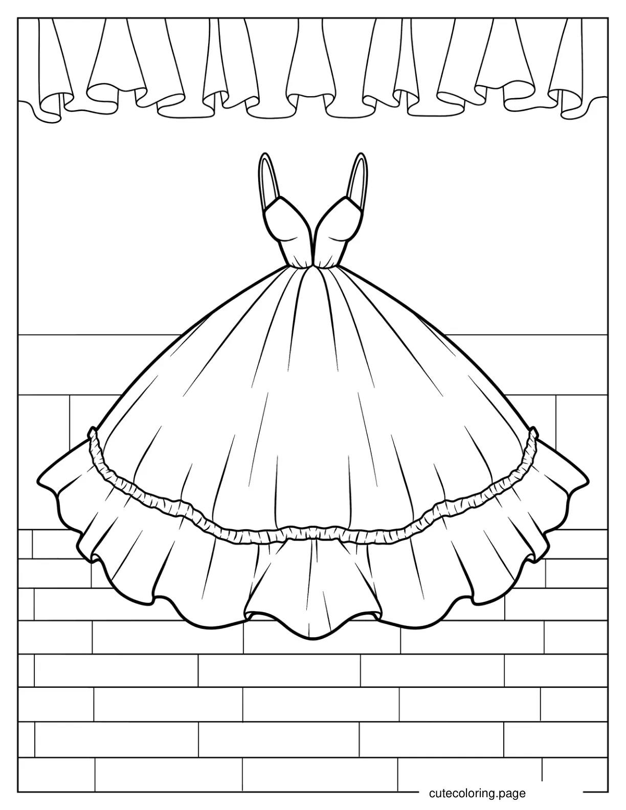 Strappy Plunging Dress With Large Skirt Coloring Sheet coloring page