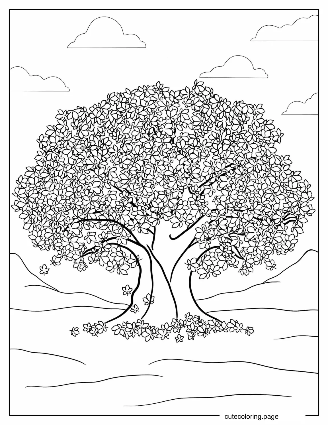 Leaves Falling Off Maple Tree During The Fall coloring page