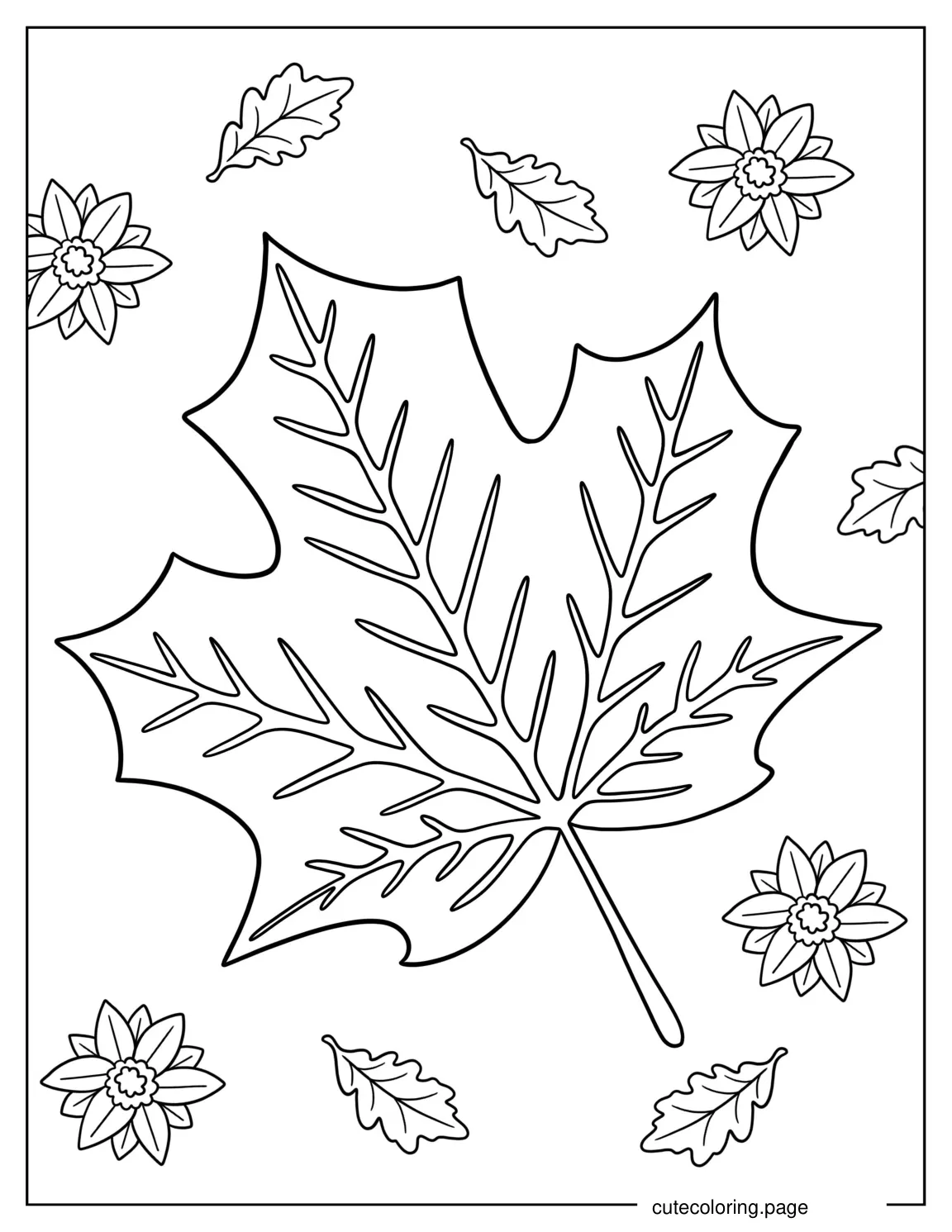 Realistic Autumn Leaf To Color coloring page