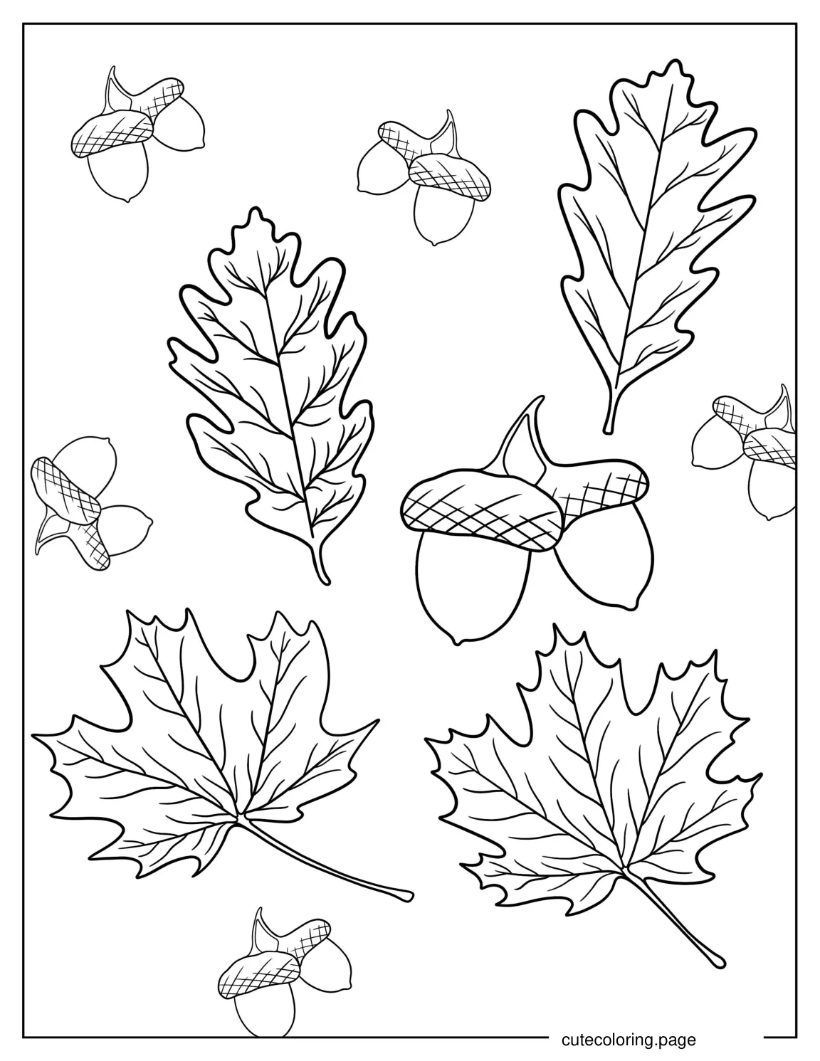 Simple To Color Fall Leaves For Kids coloring page