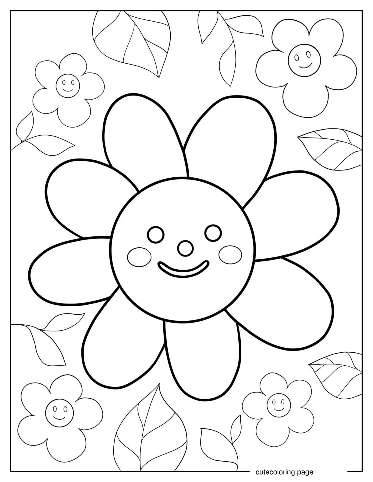 Blushing Sunflower Coloring Sheet For Preschoolers coloring page