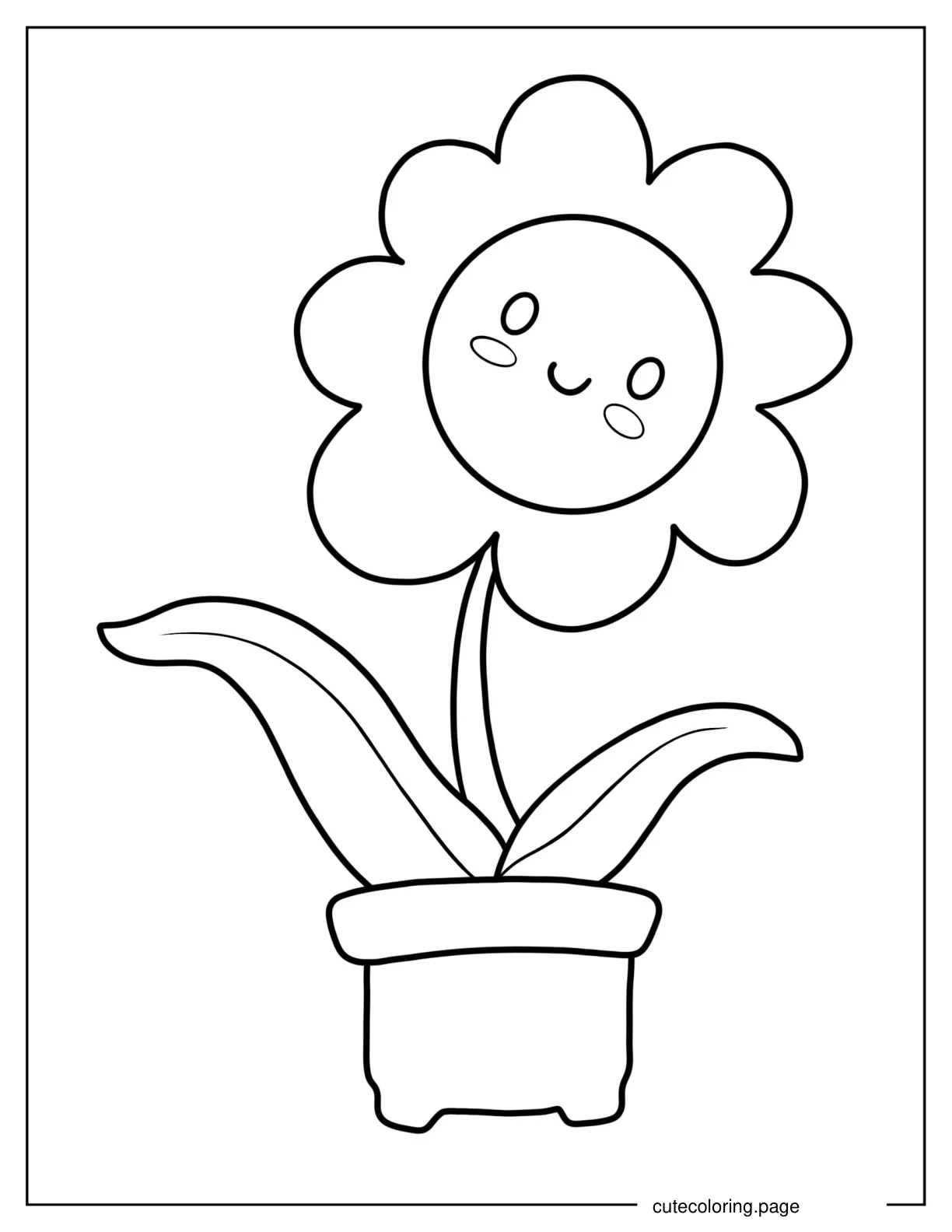 Cartoon Sunflower In Pot Coloring Page coloring page