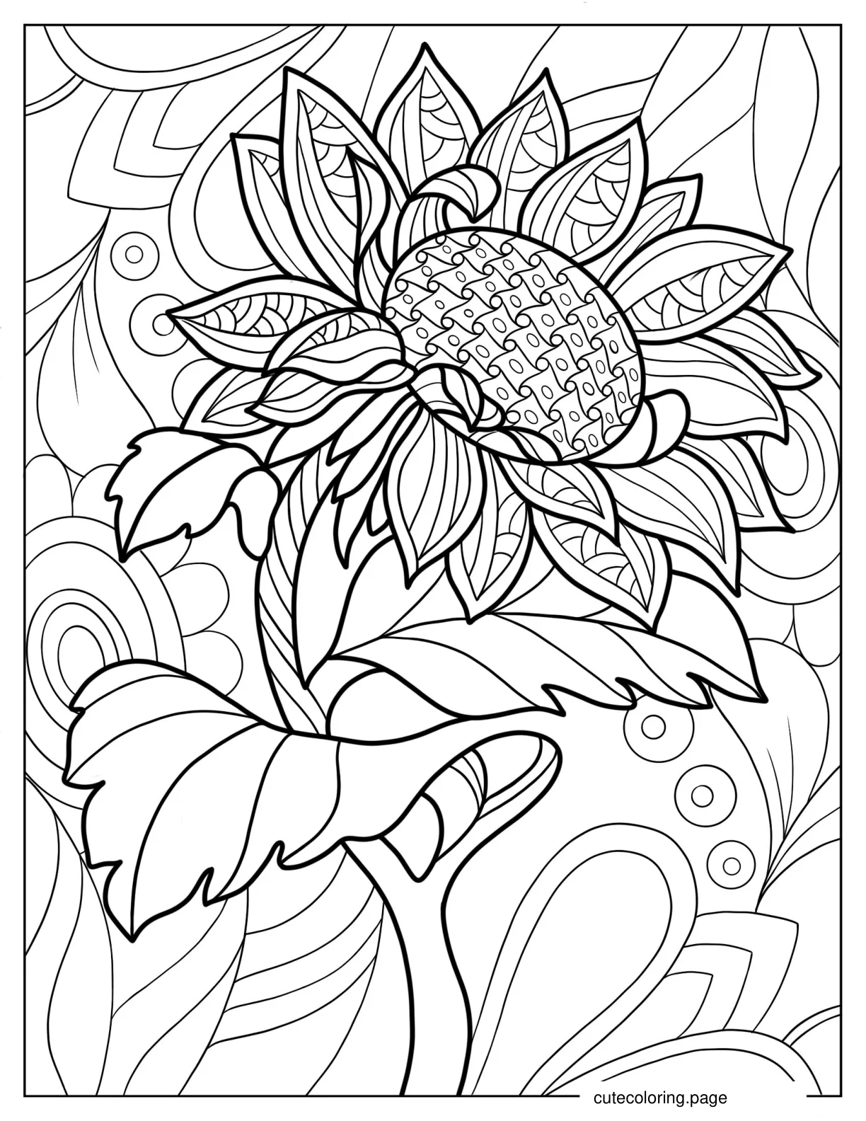 Detailed Sunflower Mandala Coloring Sheet coloring page