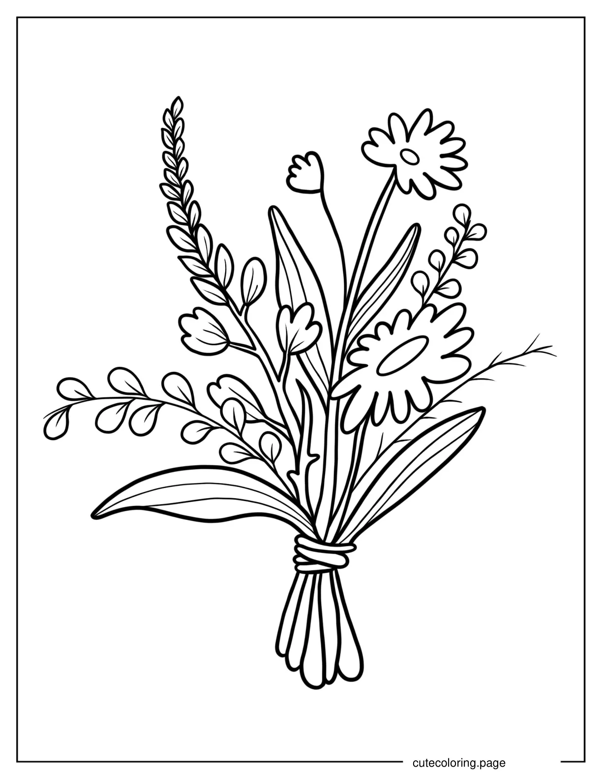 Easy Wildflower Bouquet Coloring Sheet coloring page