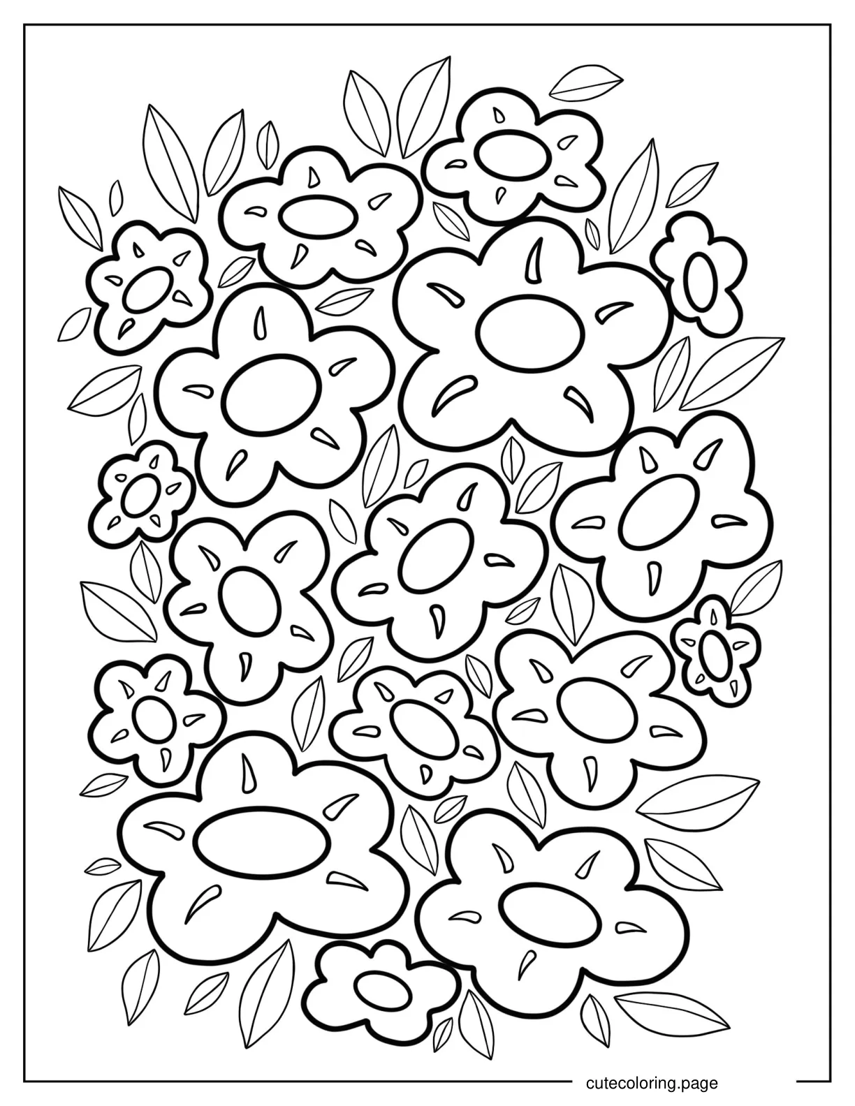 Field Of Daisies Coloring Page For Preschoolers coloring page